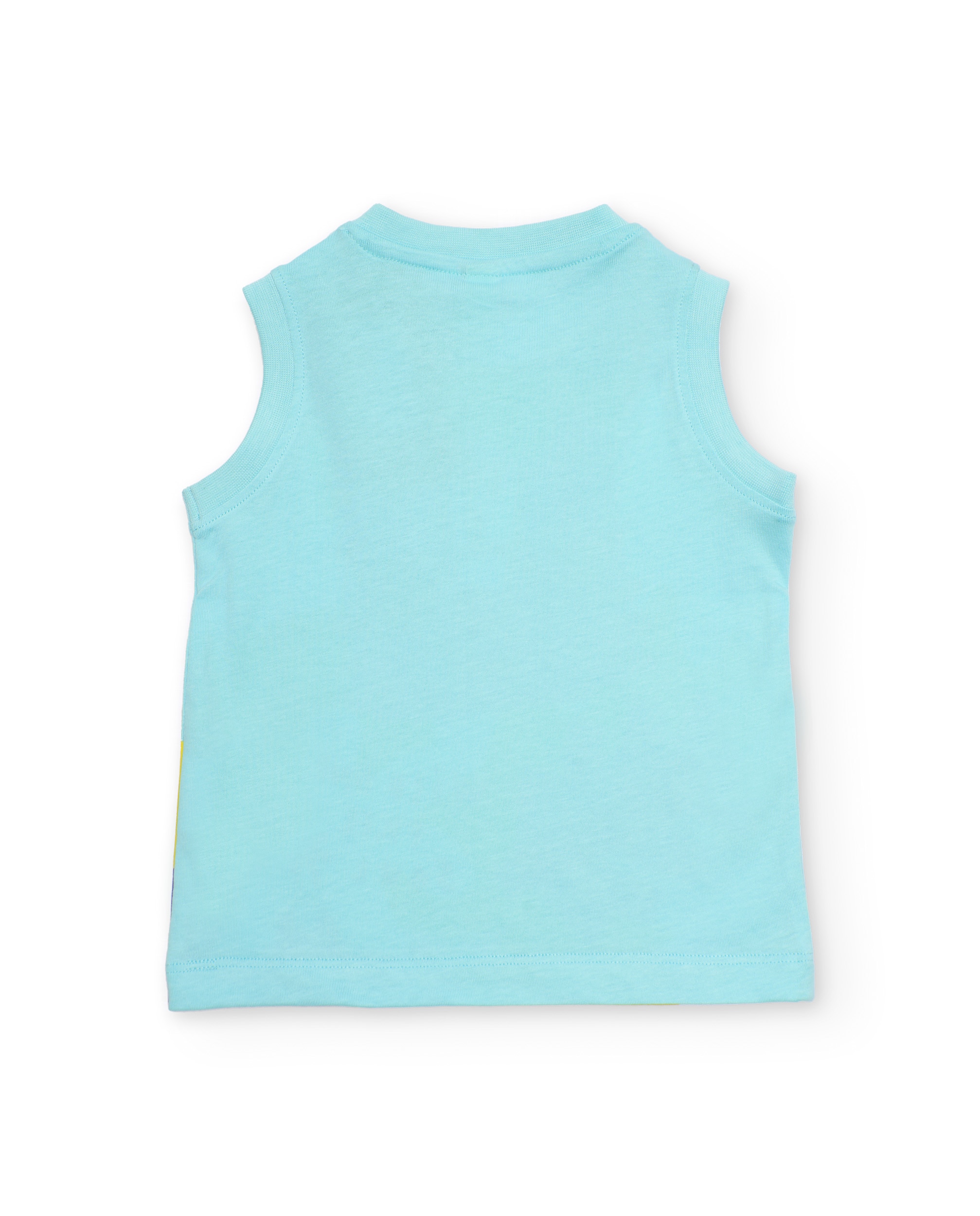 T-shirt Infantil de Malha e Alças com Fecho no Ombro Azul-celeste-2