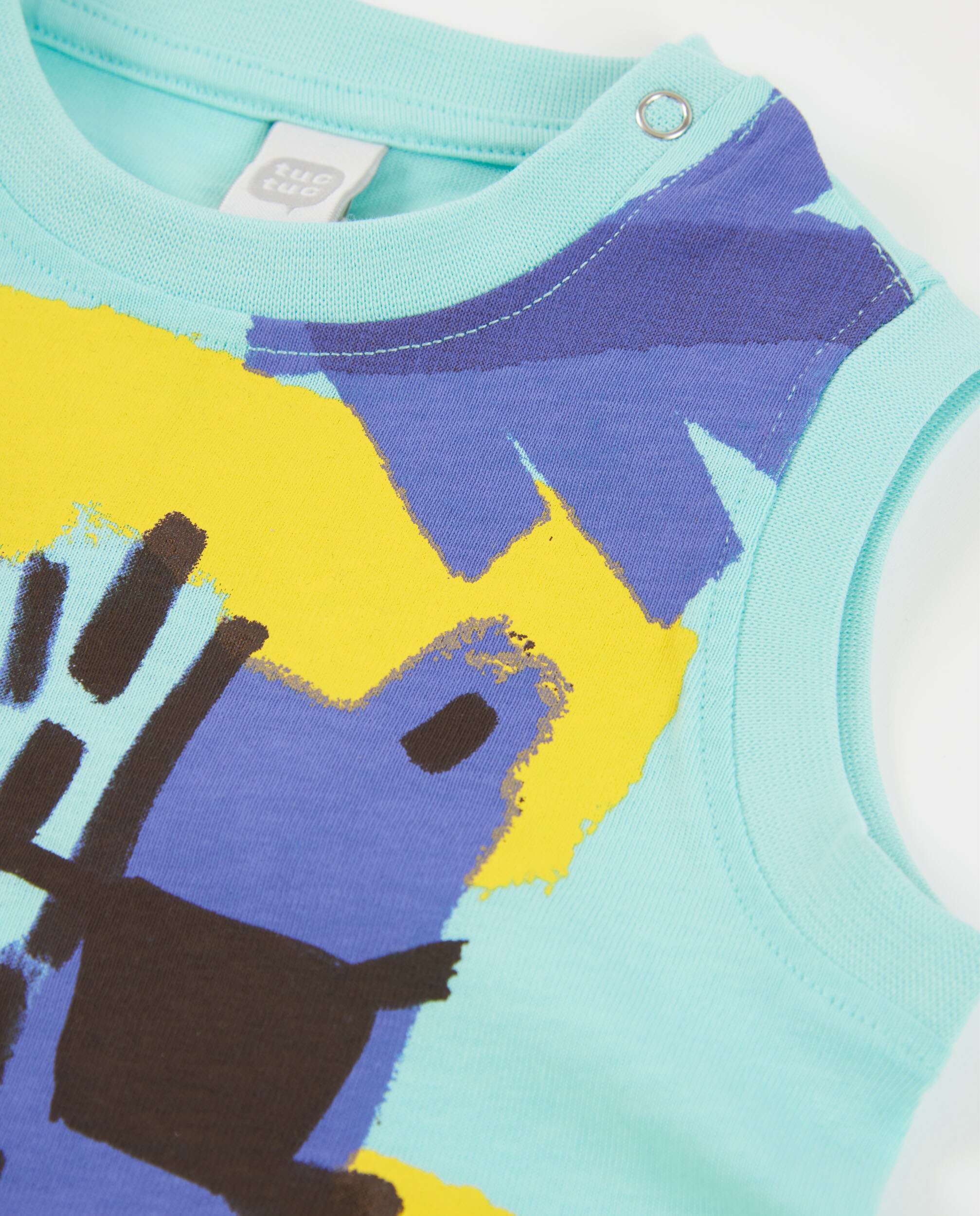 T-shirt Infantil de Malha e Alças com Fecho no Ombro Azul-celeste-3