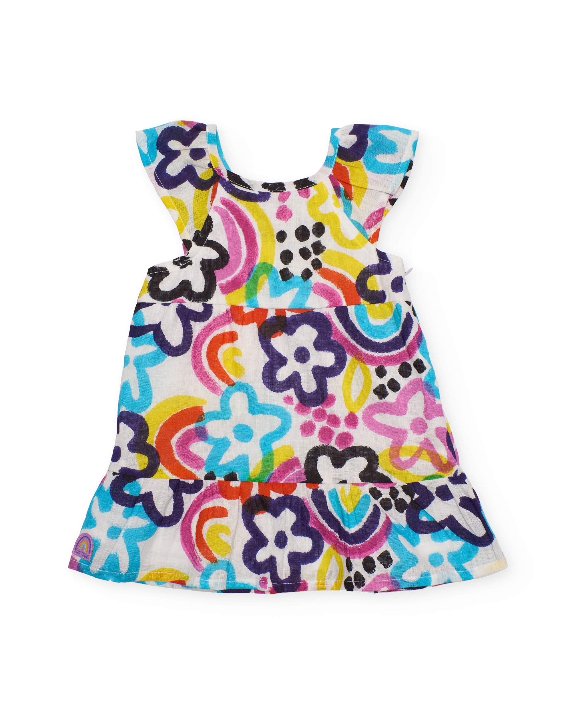 Vestido Infantil de Plana e Estampado Floral Branco-1