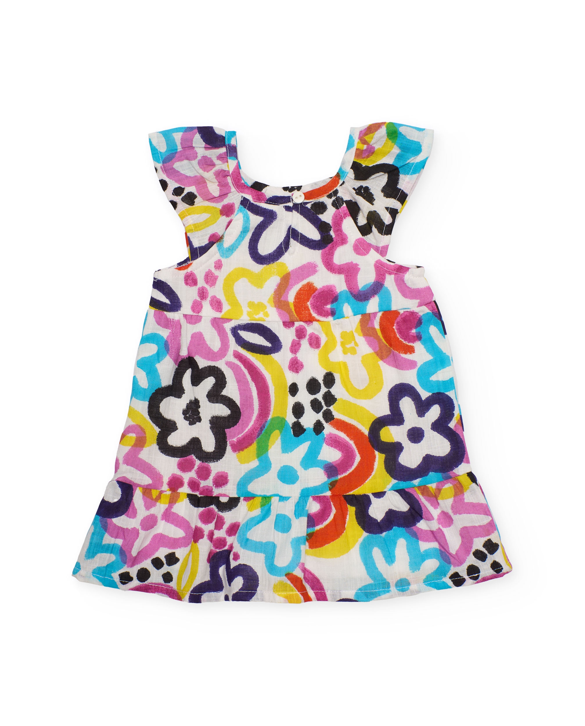 Vestido Infantil de Plana e Estampado Floral Branco-2