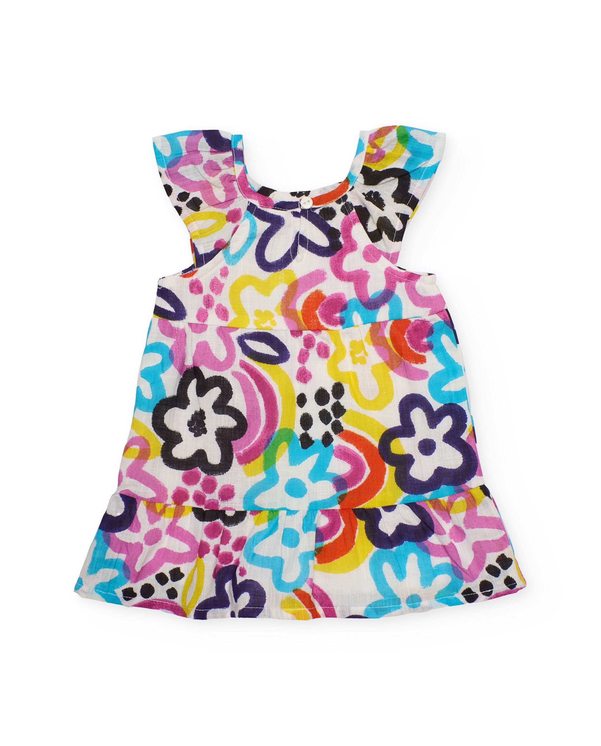 Vestido Infantil de Plana e Estampado Floral Tuc tuc Branco-2