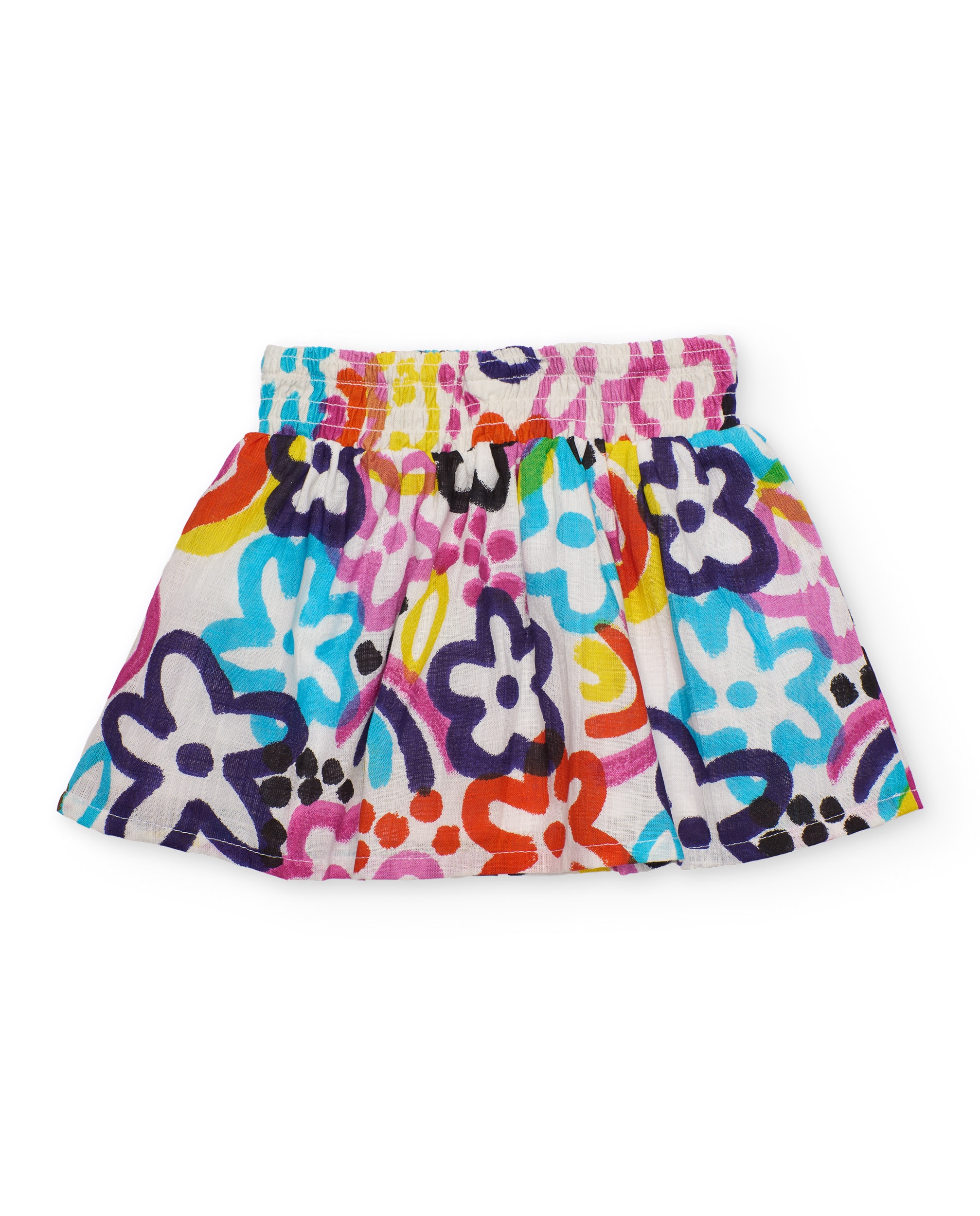 Saia Infantil de Plana com Design Floral Integral Branco-2