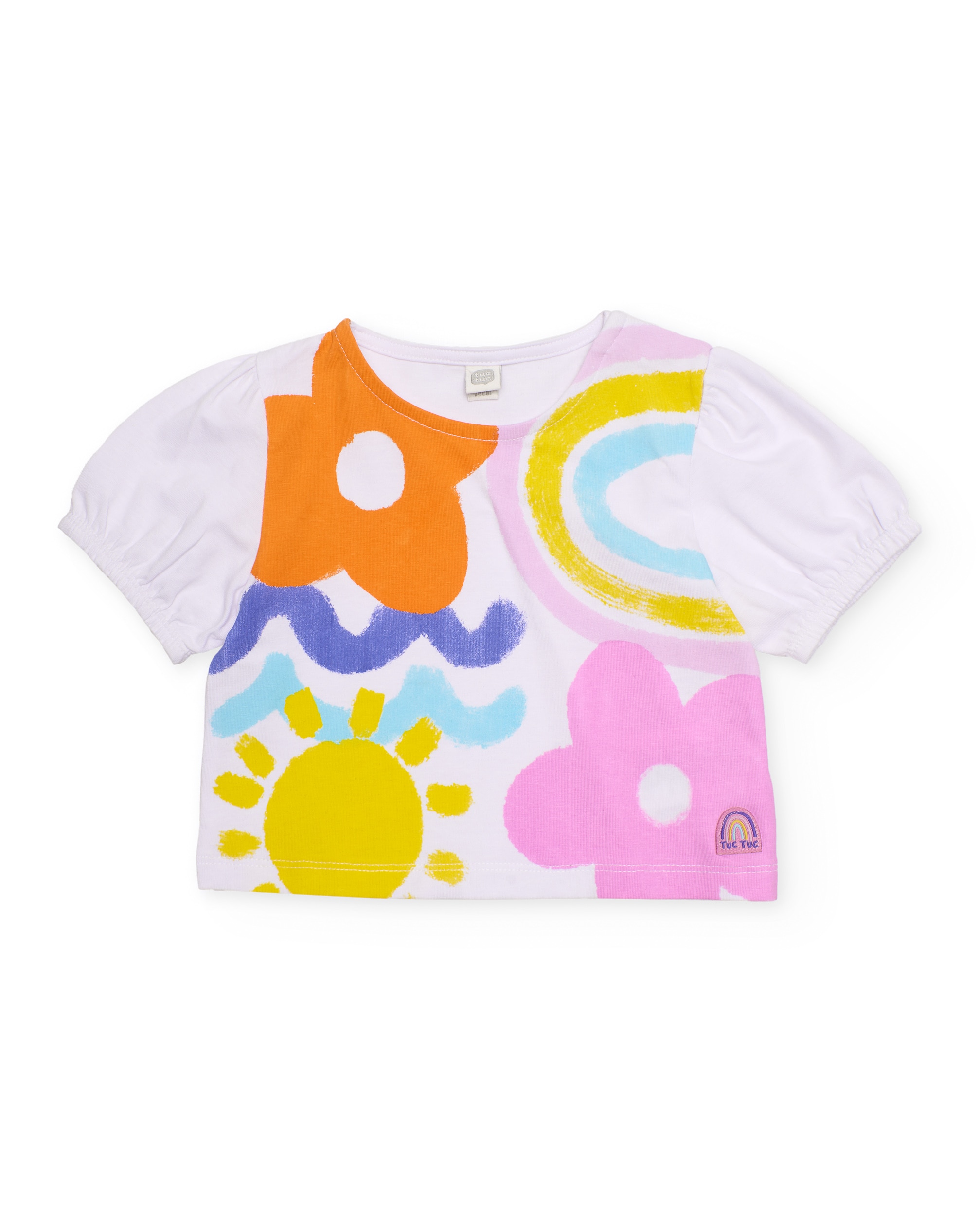 T-shirt Infantil de Malha e Mangas Franzidas Tuc tuc Branco-1