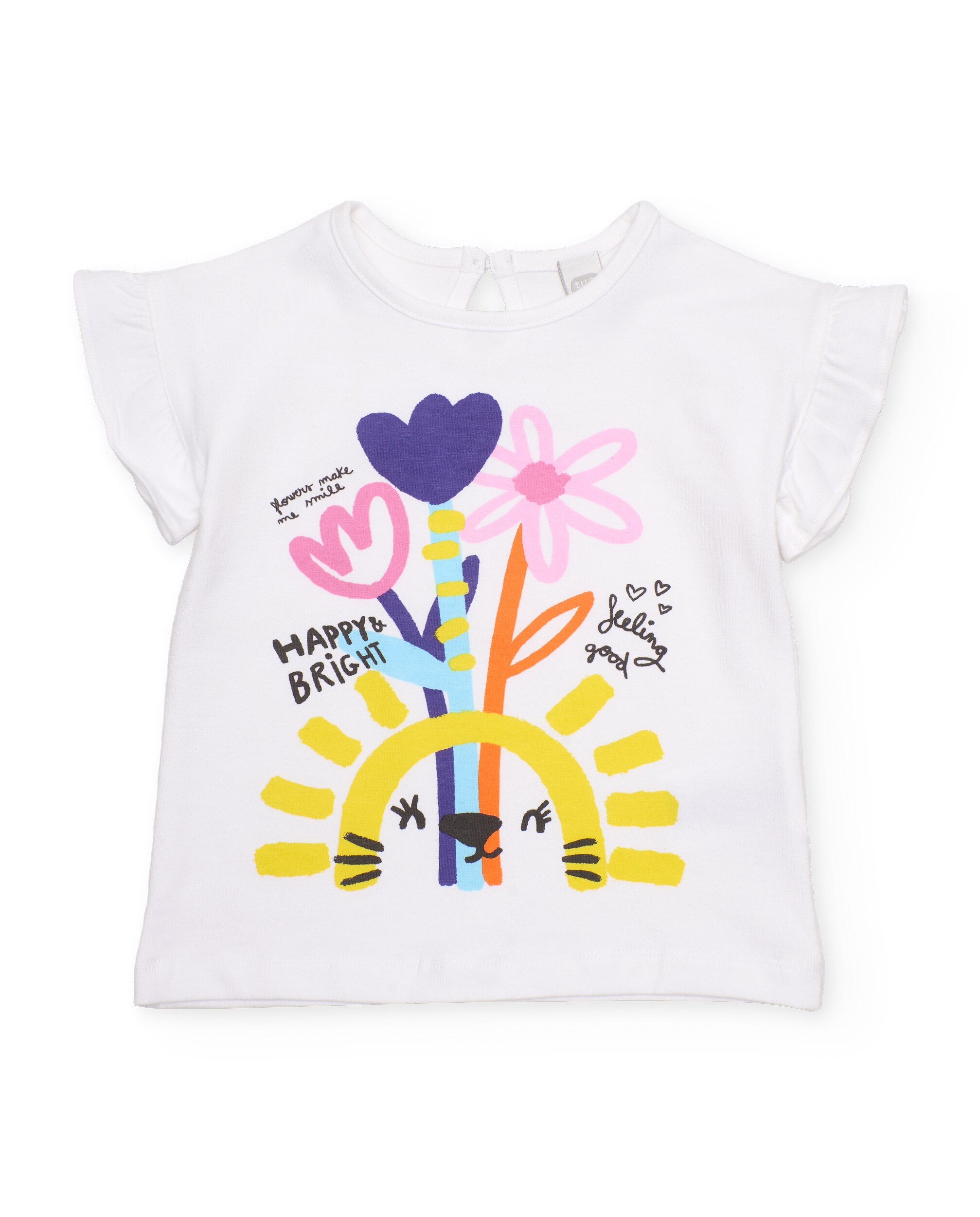 Conjunto Infantil de Malha com Gráfico Floral Branco-2