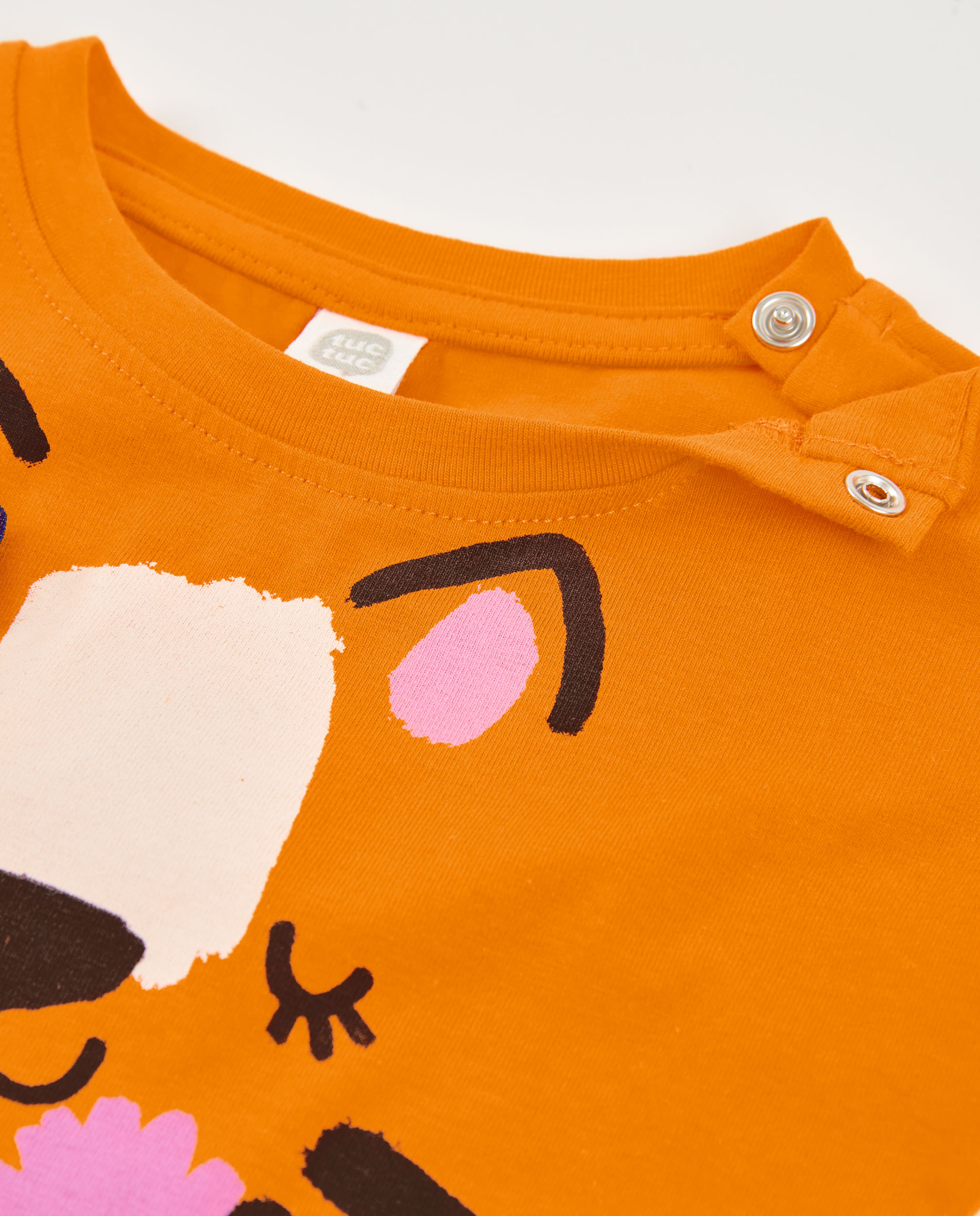 T-shirt Infantil de Malha e Bainha Elástica Laranja-3