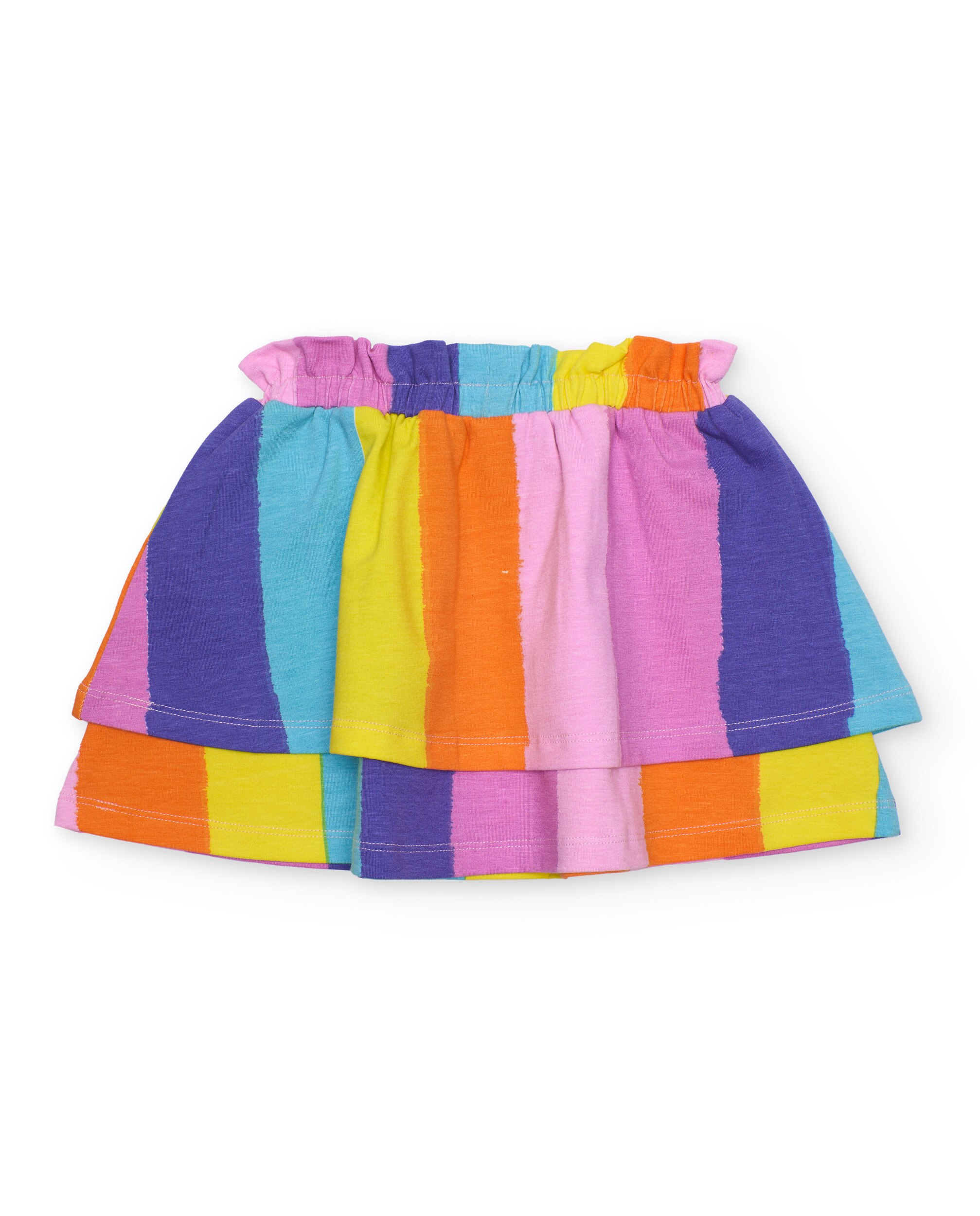 Saia Infantil de Malha e Franjas Verticais Multicolor-2