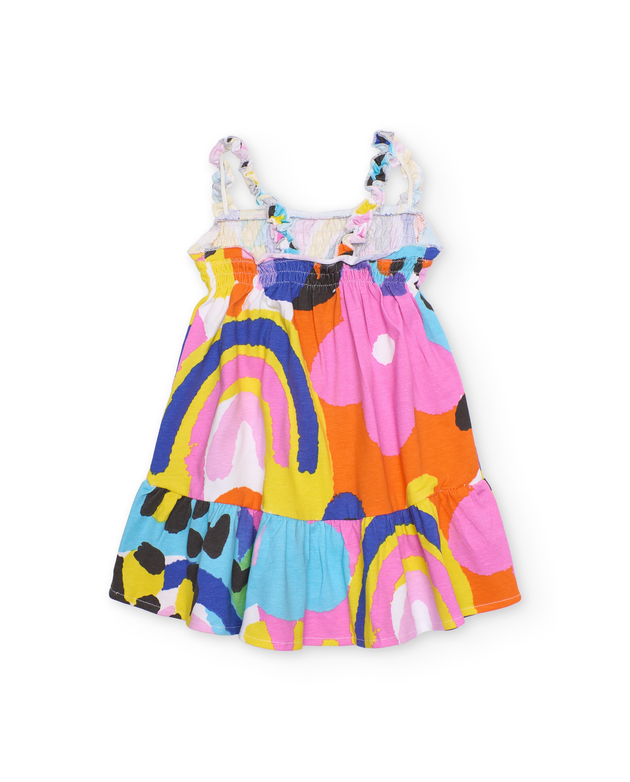 Vestido Infantil de Malha com Corpo Franzido Branco-2