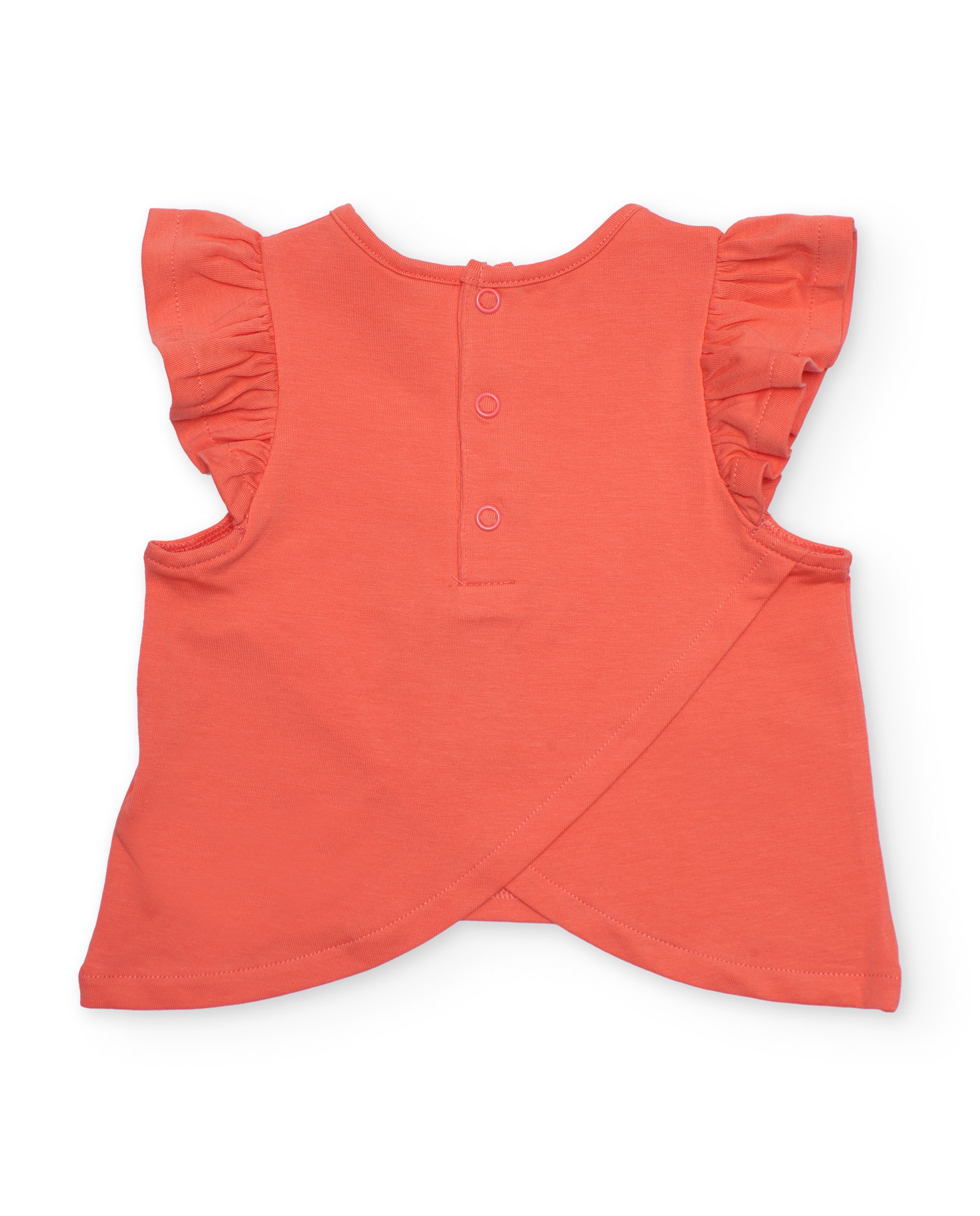 T-shirt Infantil de Malha e Folho nas Mangas Coral-2