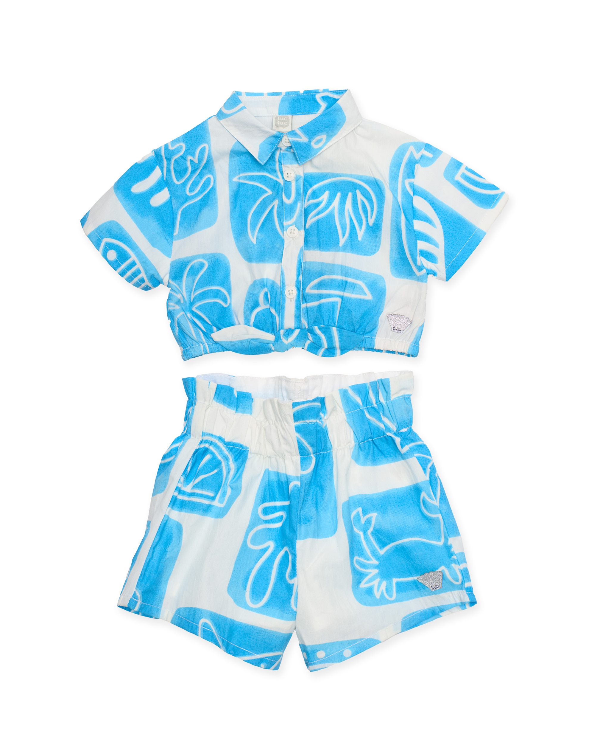 Conjunto Infantil de Plana com Design Tropical Branco-1