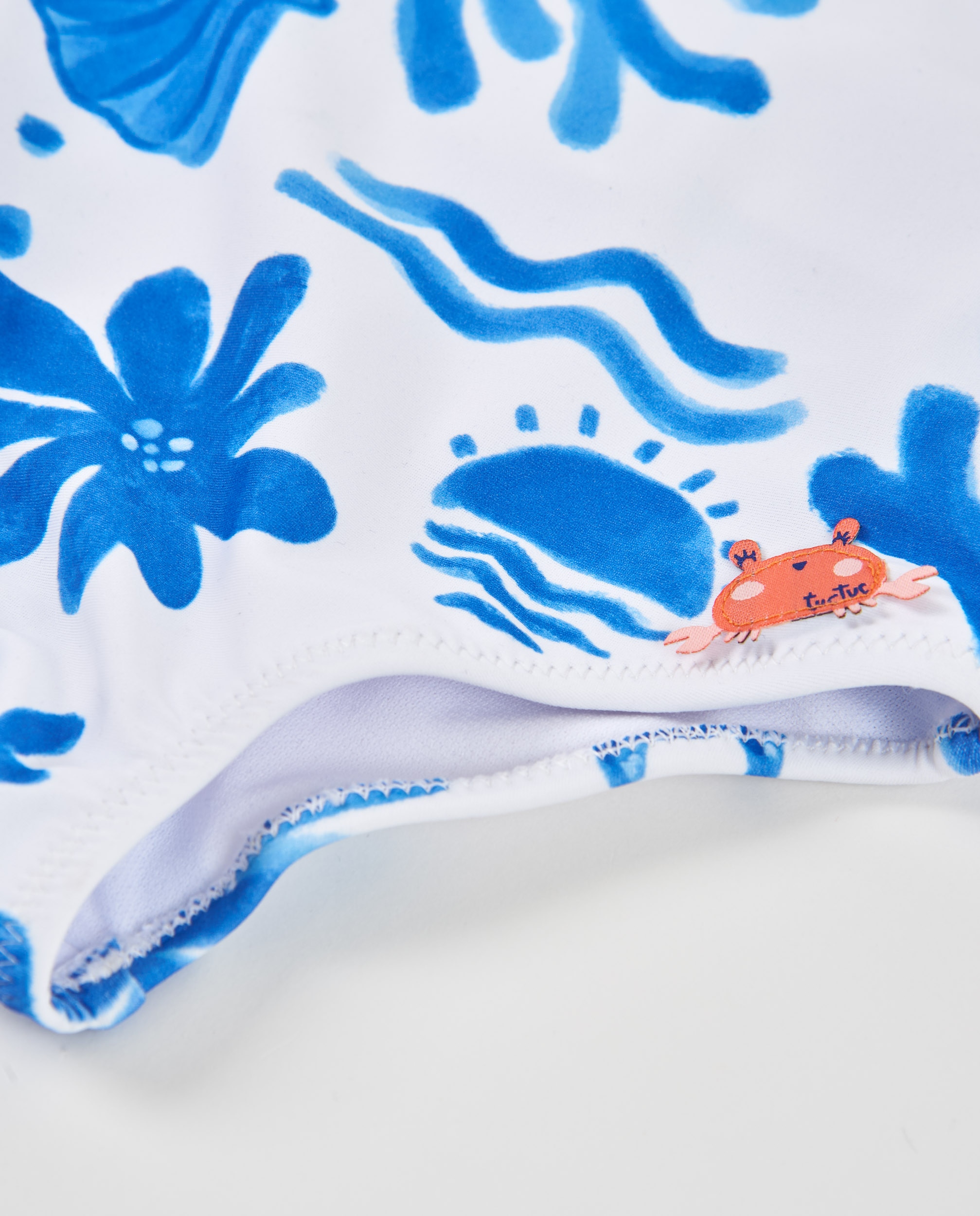 Fato de Banho Infantil de Malha com Alças Finas Branco-4