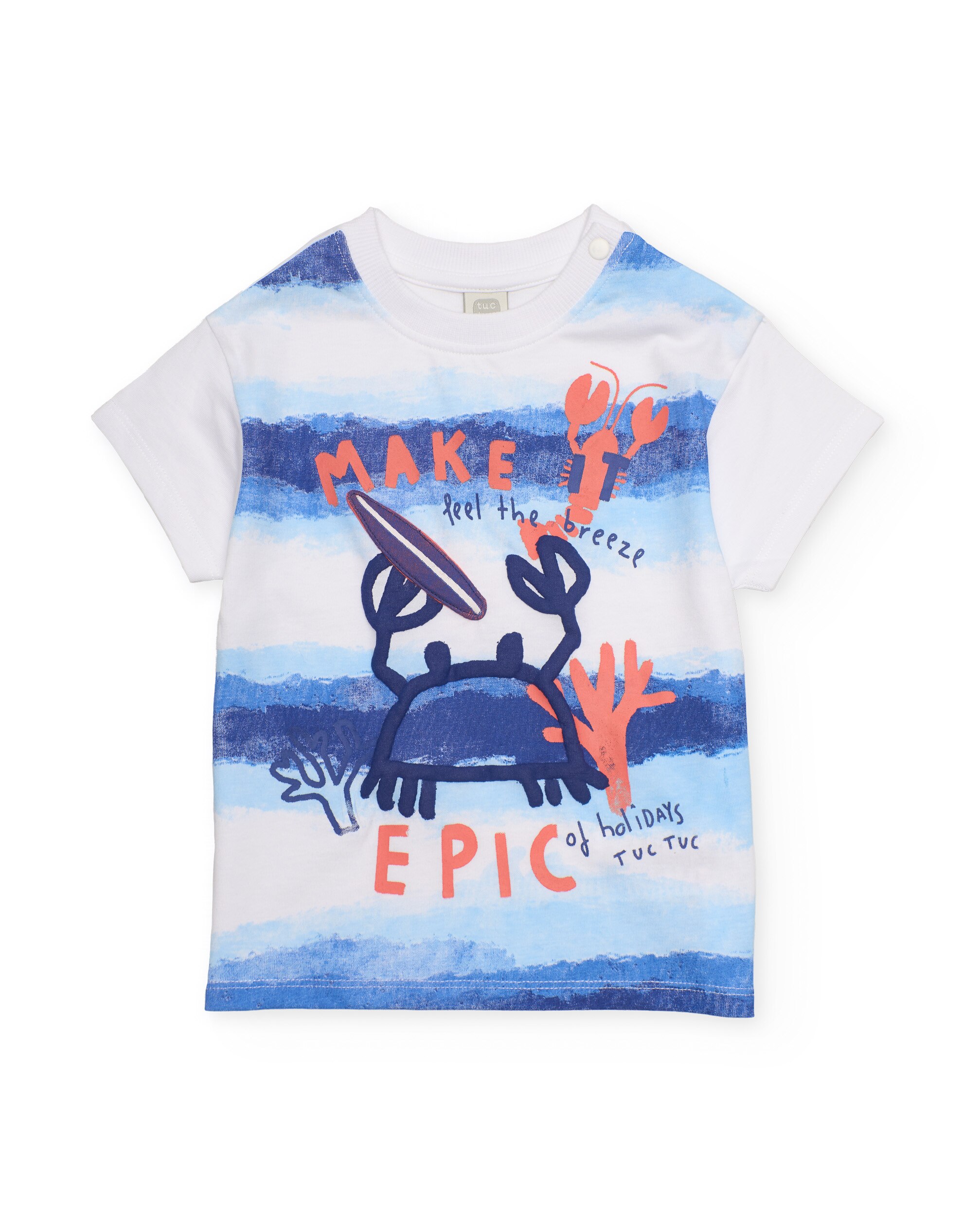 Conjunto Infantil de Malha e Estampado de Franjas Azul-2