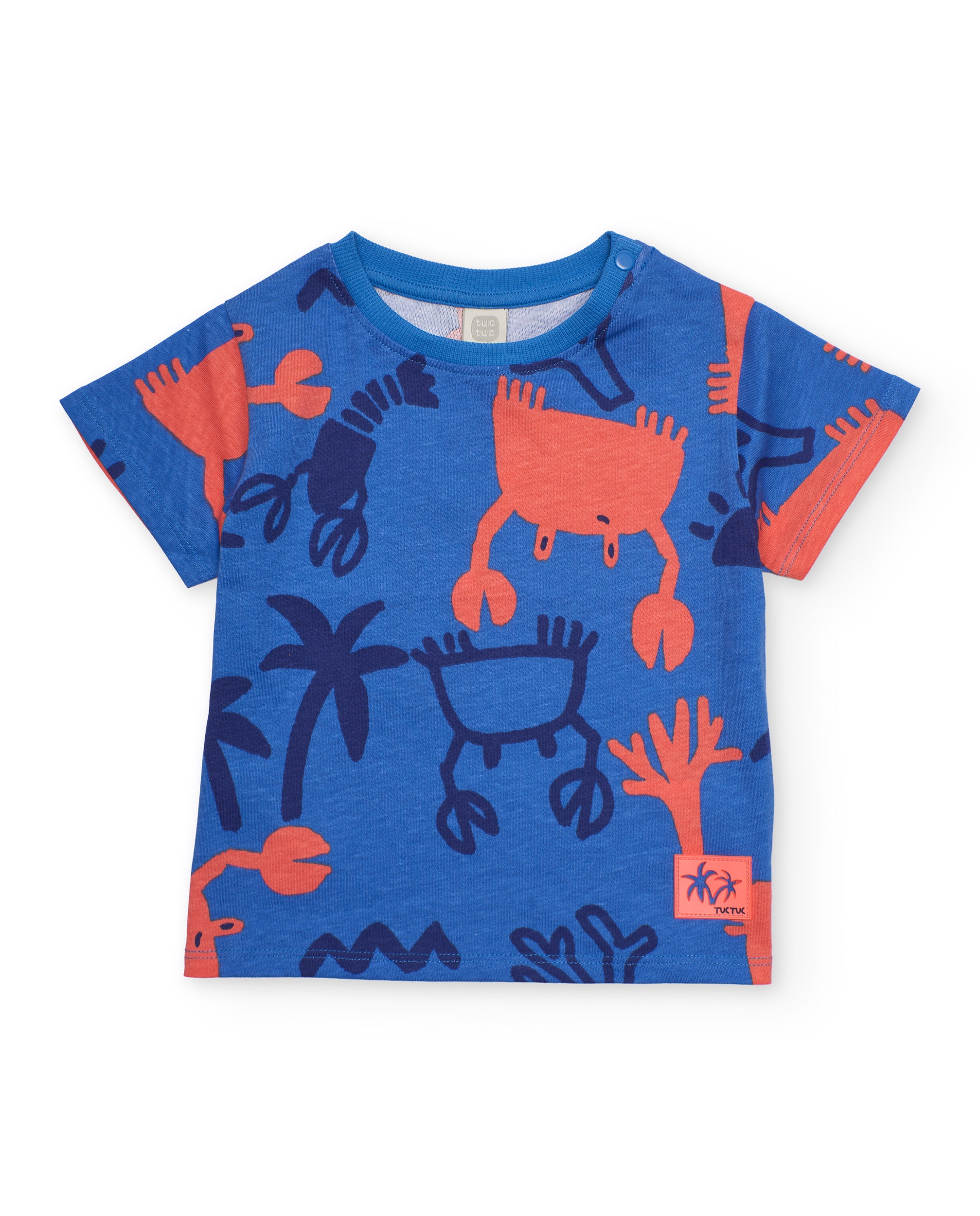 Imagem 0 de T-shirt Infantil de Malha e Estampado Integral em Marinho