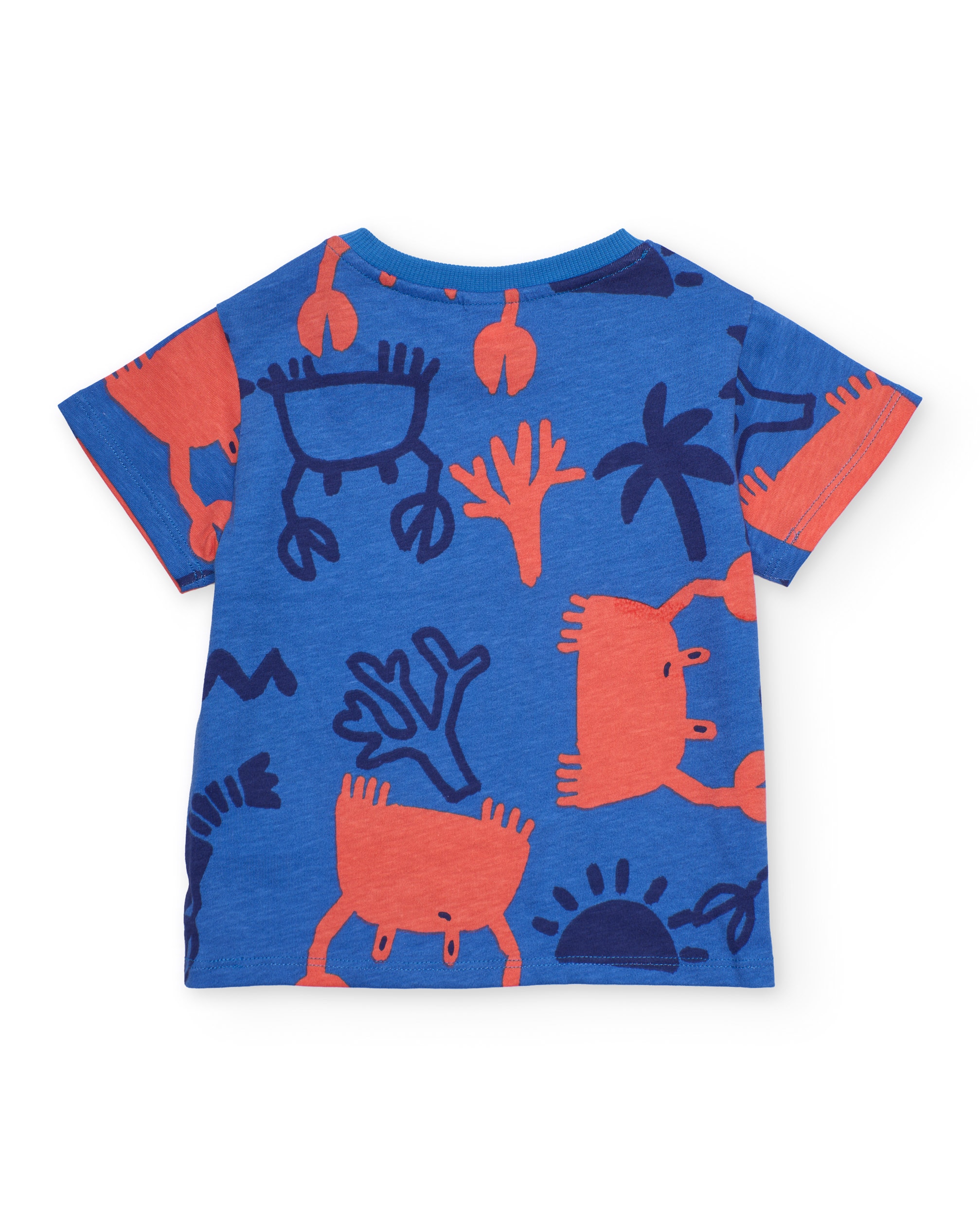T-shirt Infantil de Malha e Estampado Integral em Marinho Azul-2