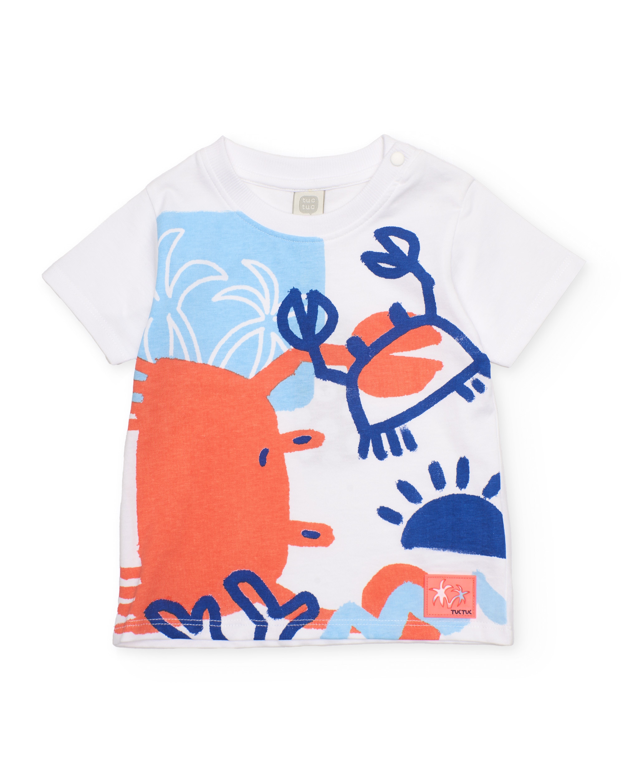 Conjunto Infantil de Malha com Grande Estampado Branco-2