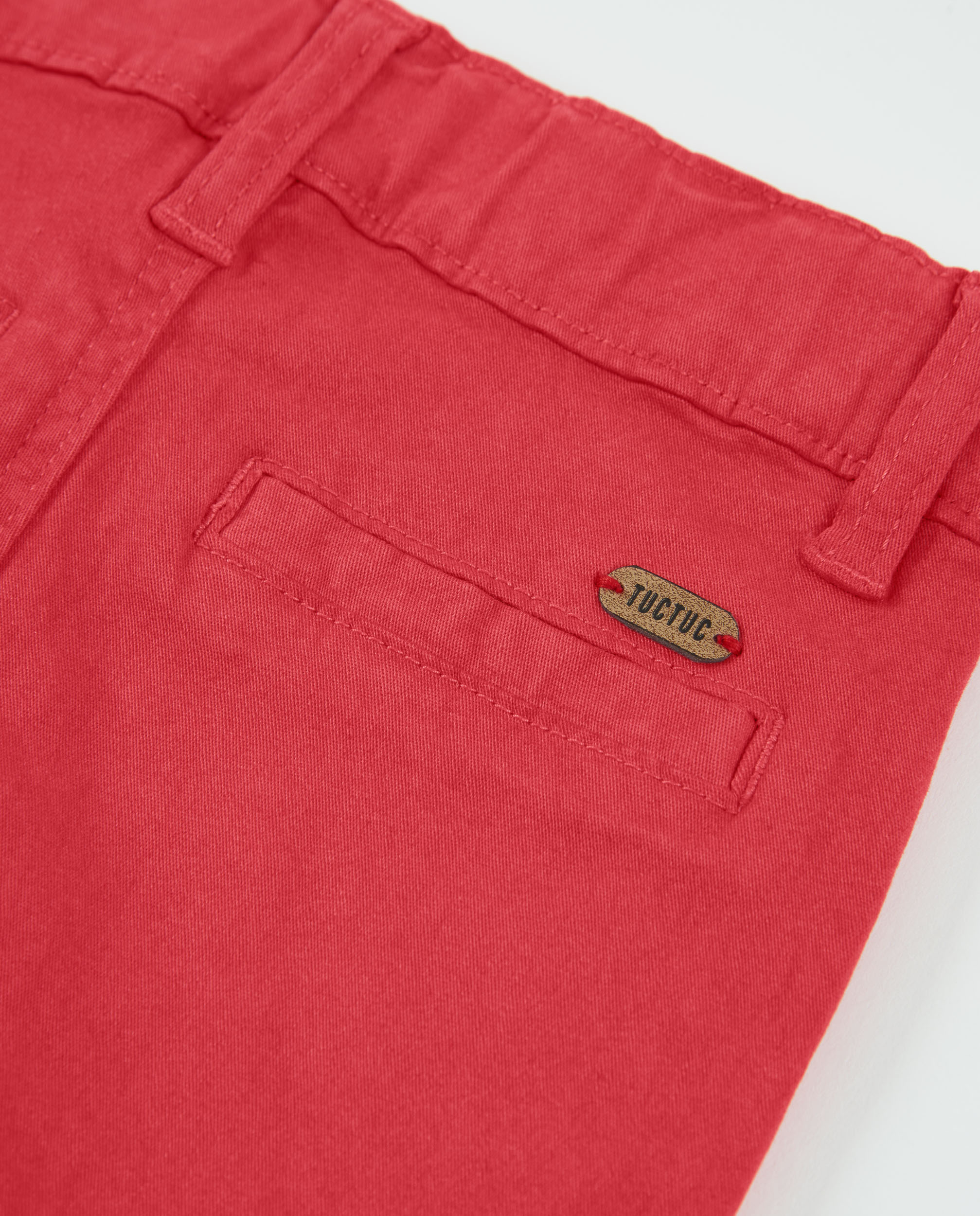 Bermudas Infantil de Plana e Fecho de Pressão Vermelho-4