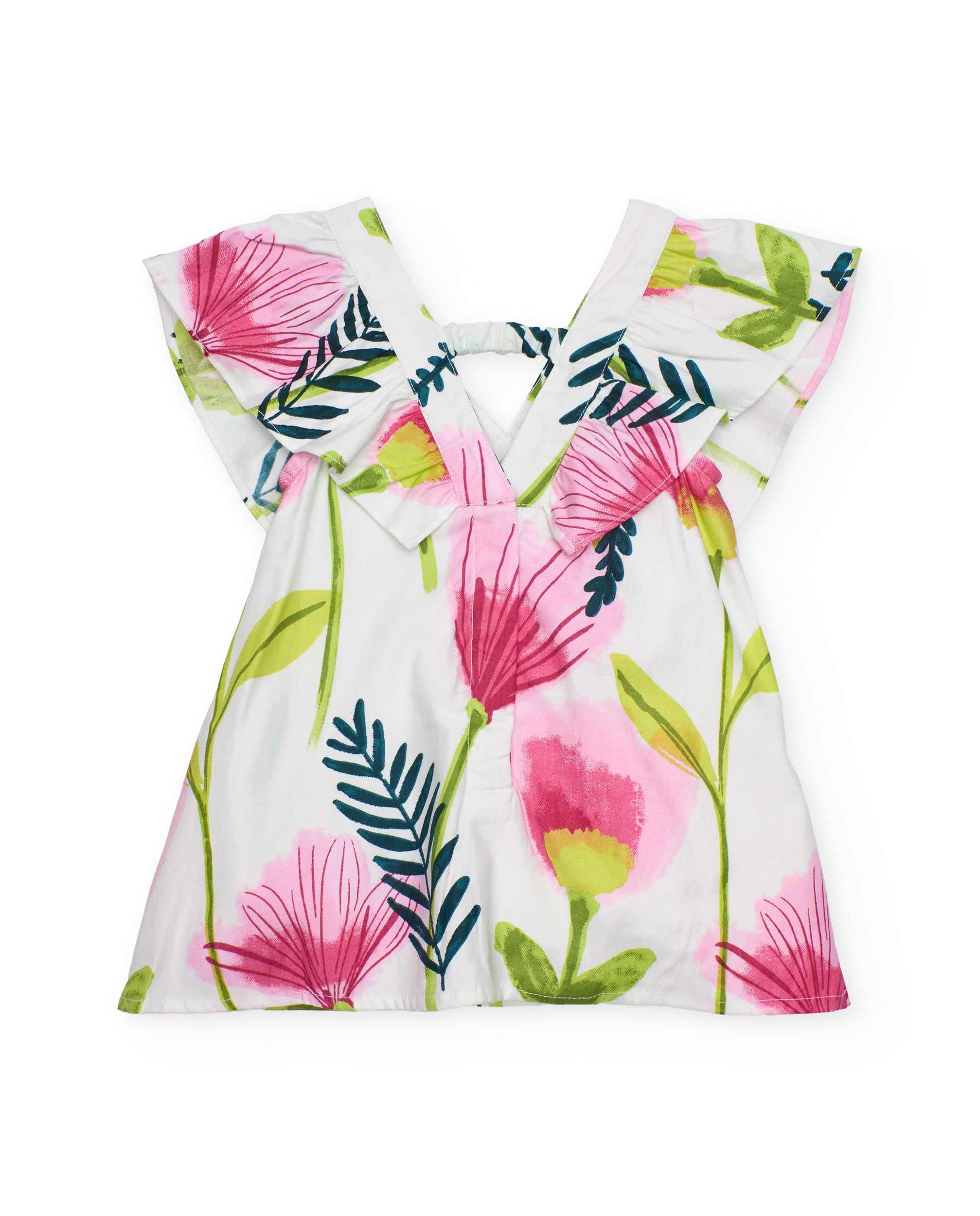Vestido Infantil de Plana com Decote Cruzado Branco-2