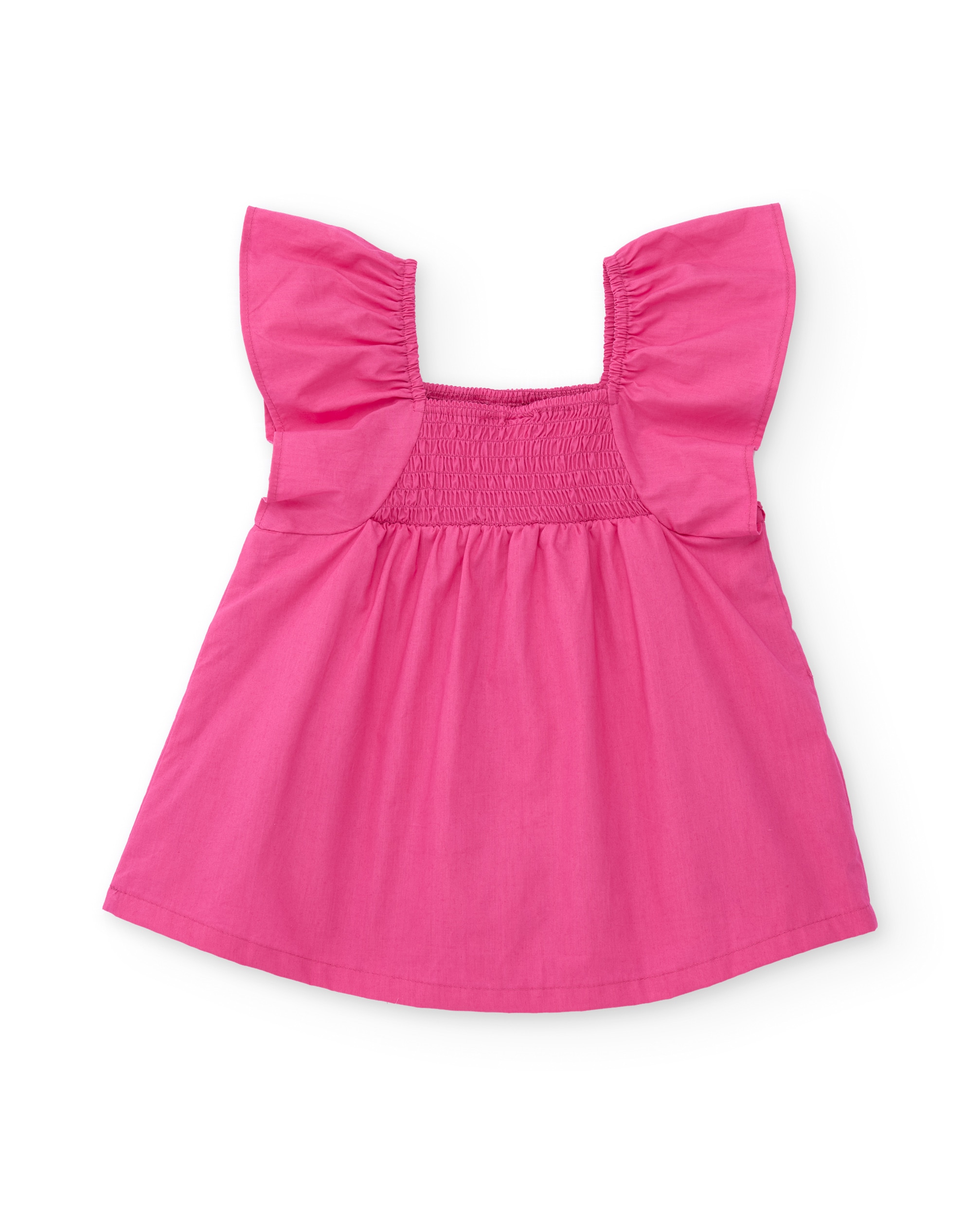 Vestido Infantil de Plana com Corpo Franzido Rosa-2