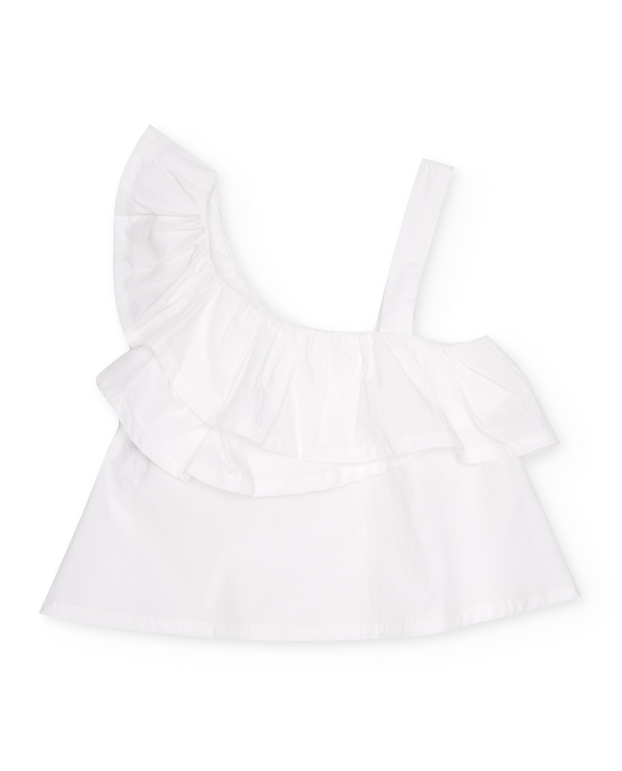 Blusa de Plana de Design Assimétrico com Folho Tuc tuc Branco-2