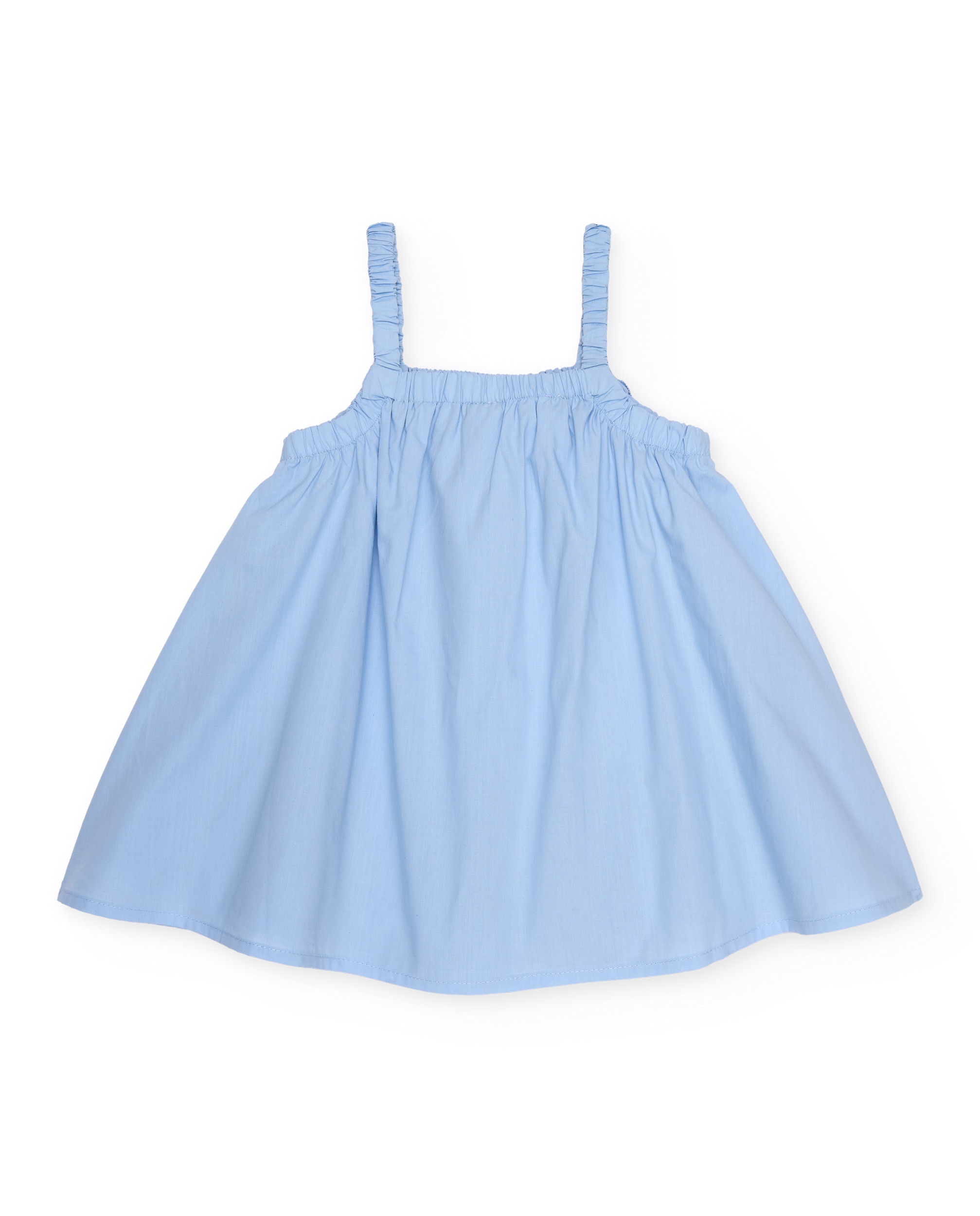 Vestido Infantil de Plana com Adorno de Flor Azul-celeste-2