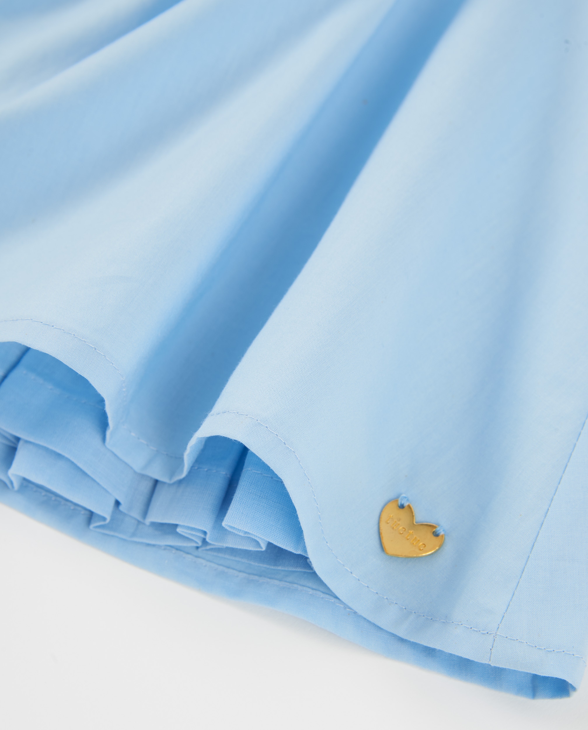 Vestido Infantil de Plana com Adorno de Flor Azul-celeste-4