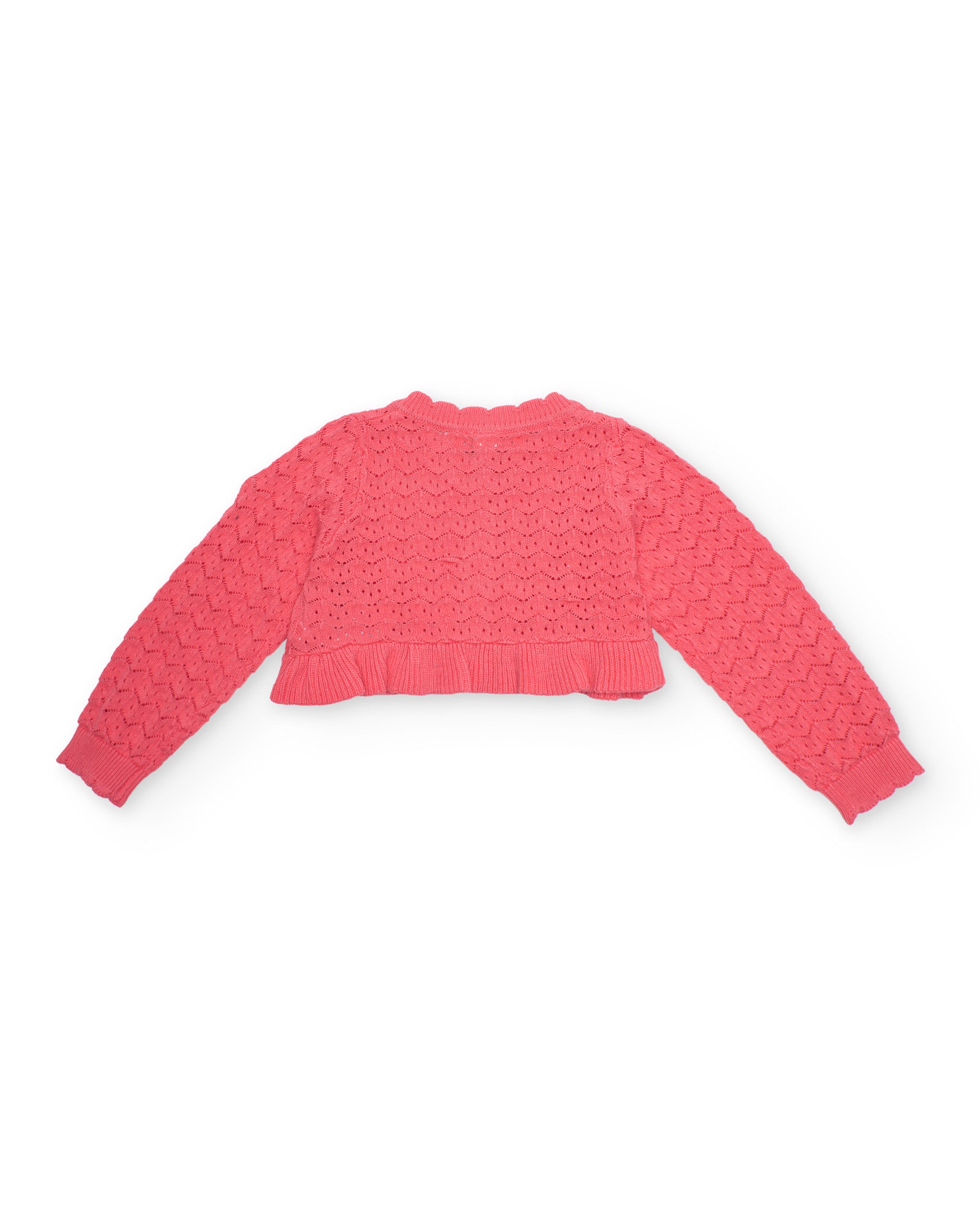 Casaco Infantil de Tricô com Silhueta Curta Rosa-3