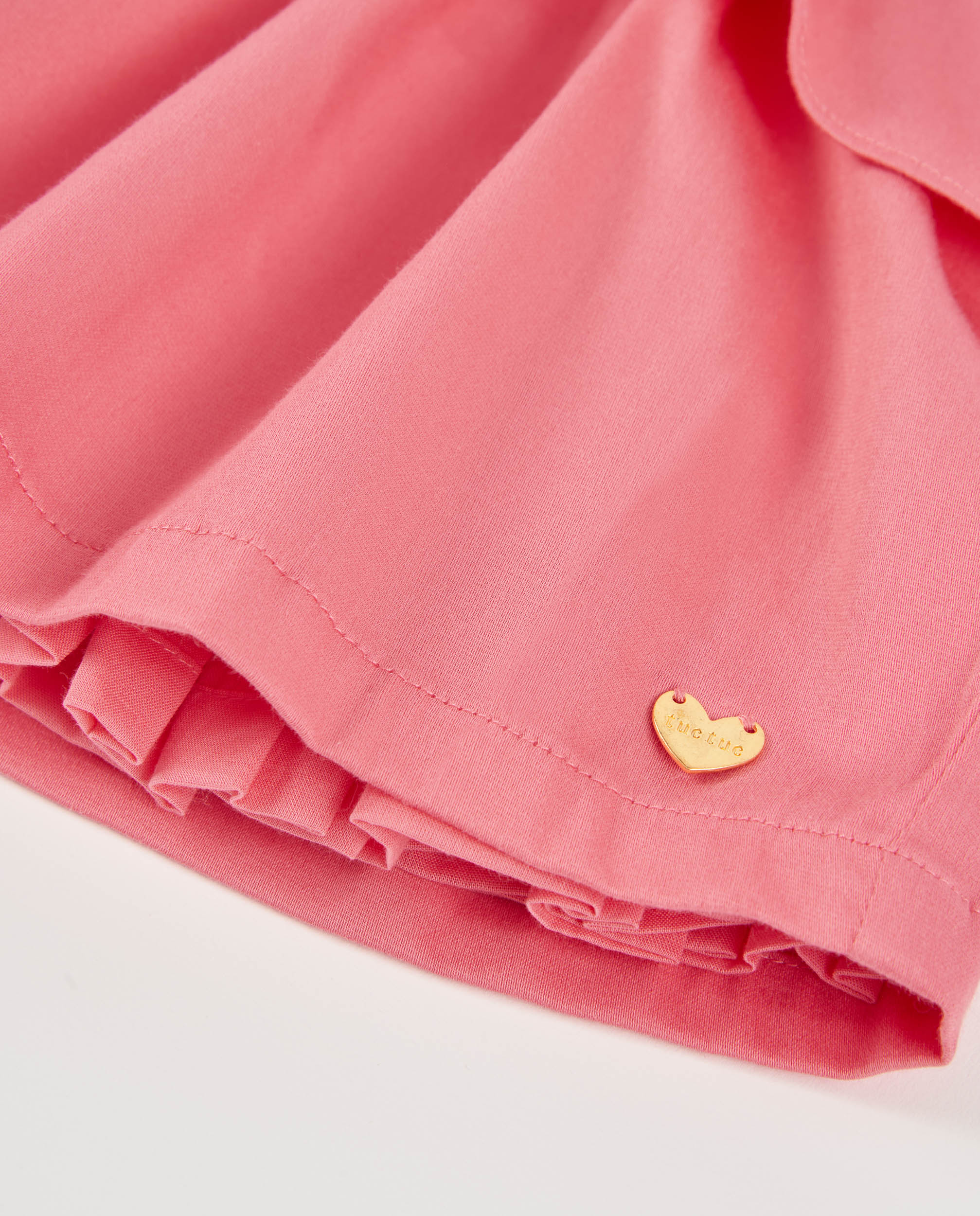 Vestido Infantil de Plana com Folho Frontal Rosa-4