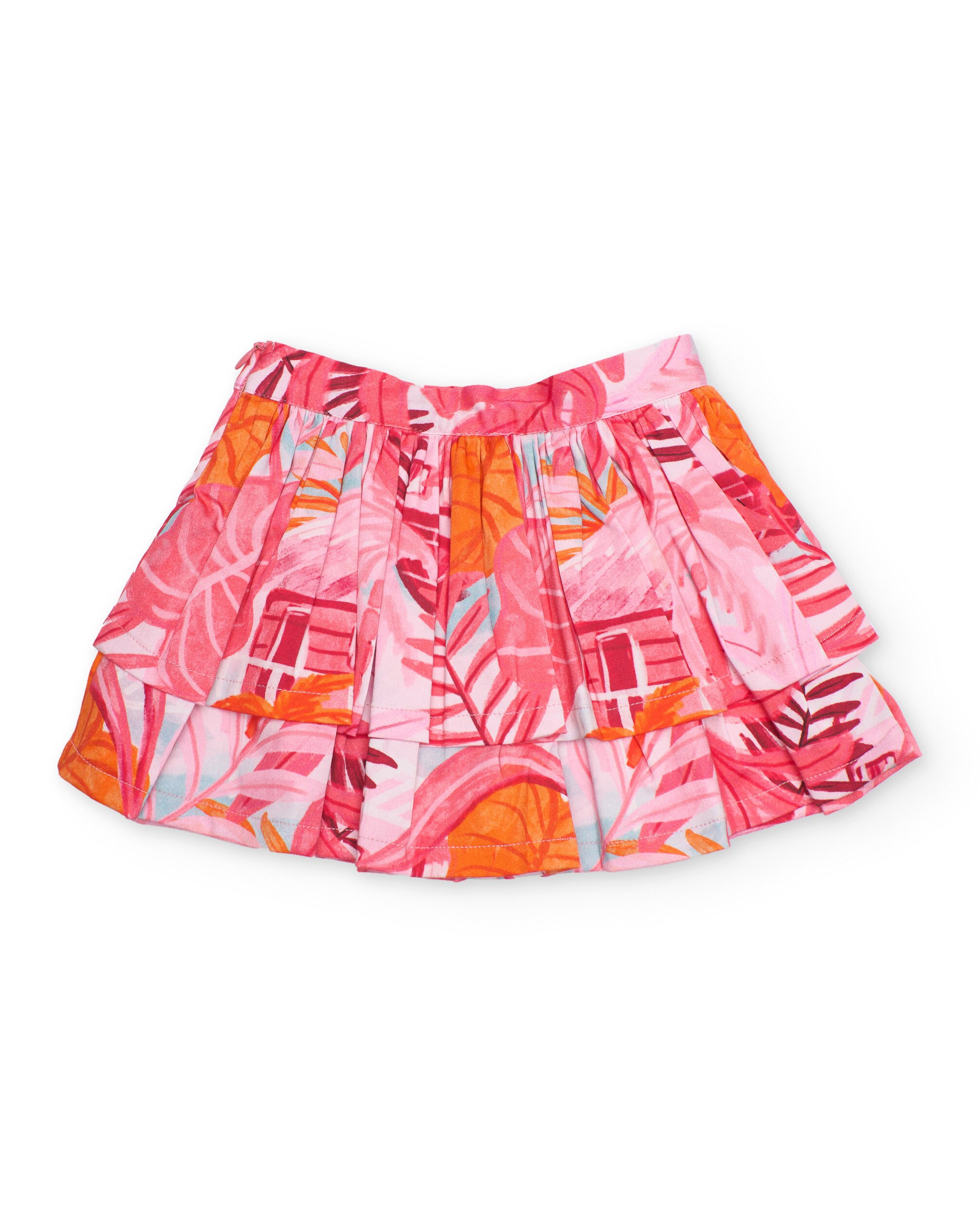 Saia Infantil de Plana com Capas Sobrepostas Rosa-2