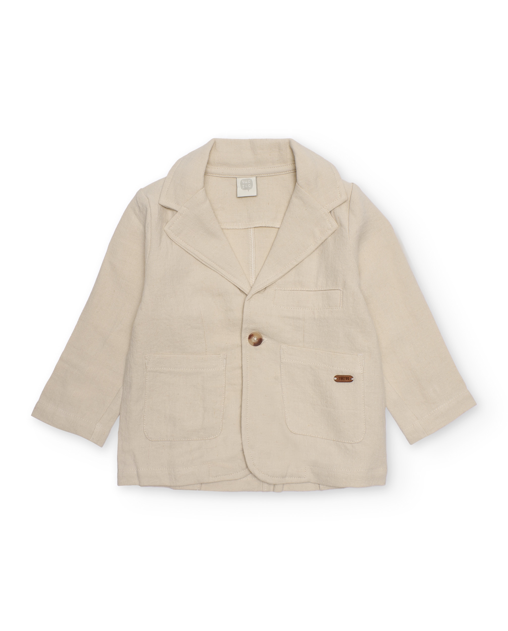 Blazer para Bebé de Plana com Lapelas Clássicas Bege-1
