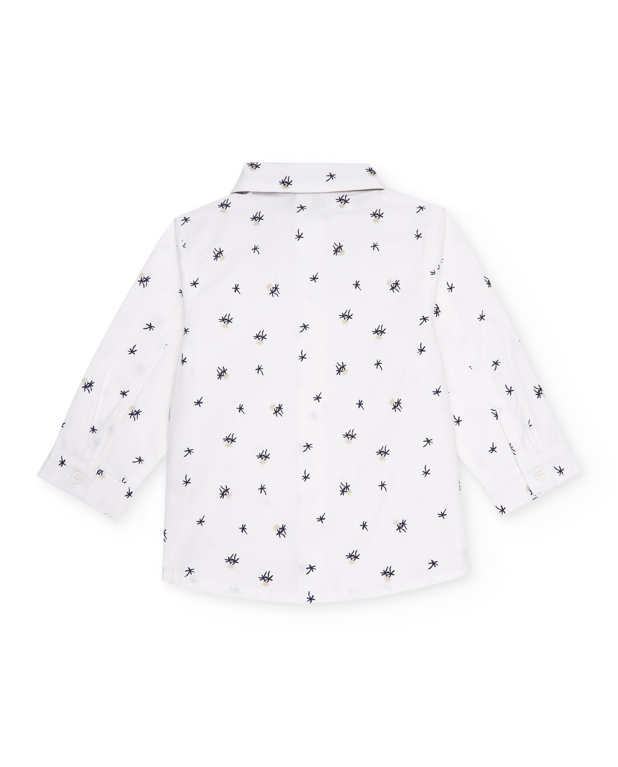 Camisa de Plana com Gravata-borboleta Desmontável Branco-2