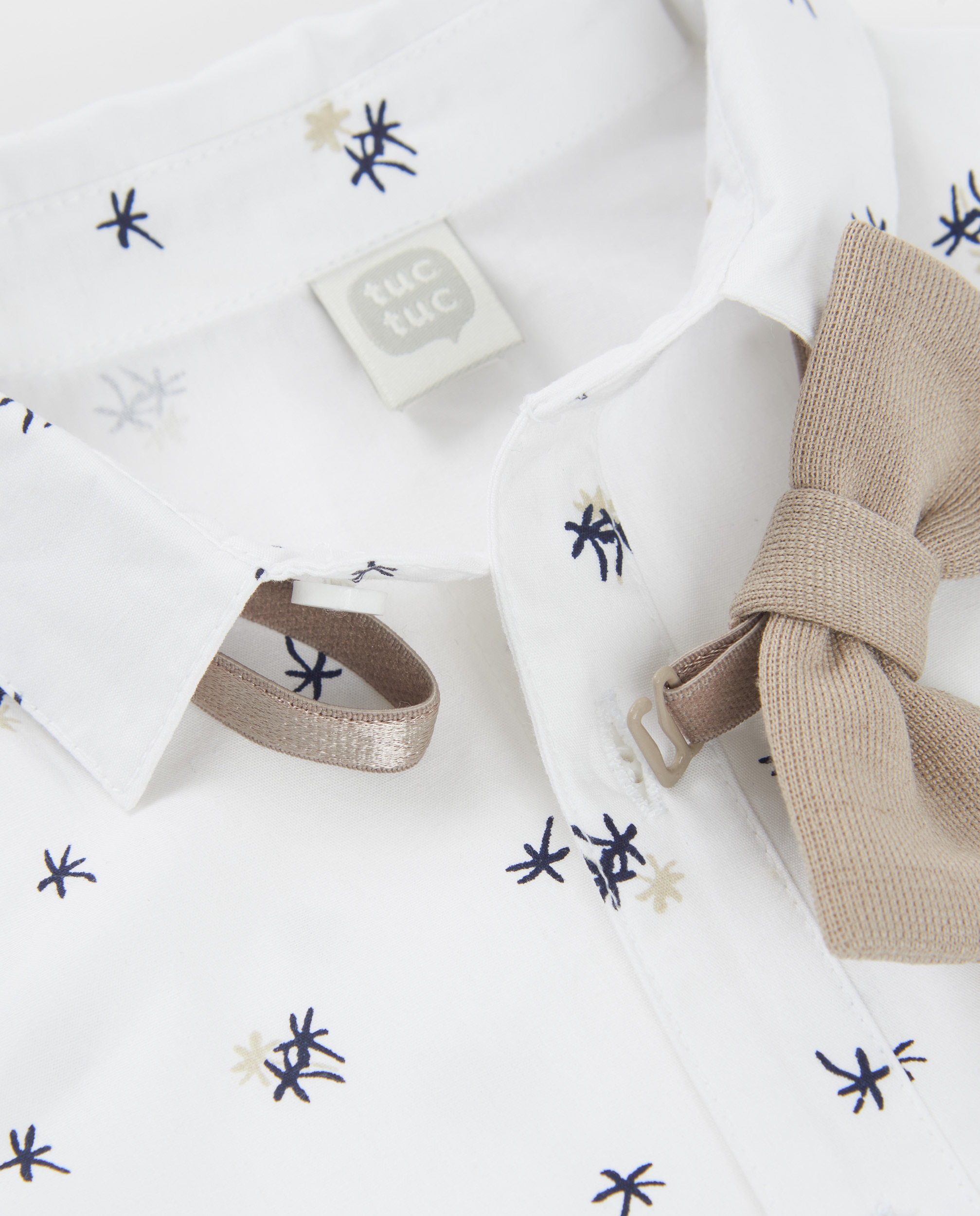 Camisa de Plana com Gravata-borboleta Desmontável Branco-3