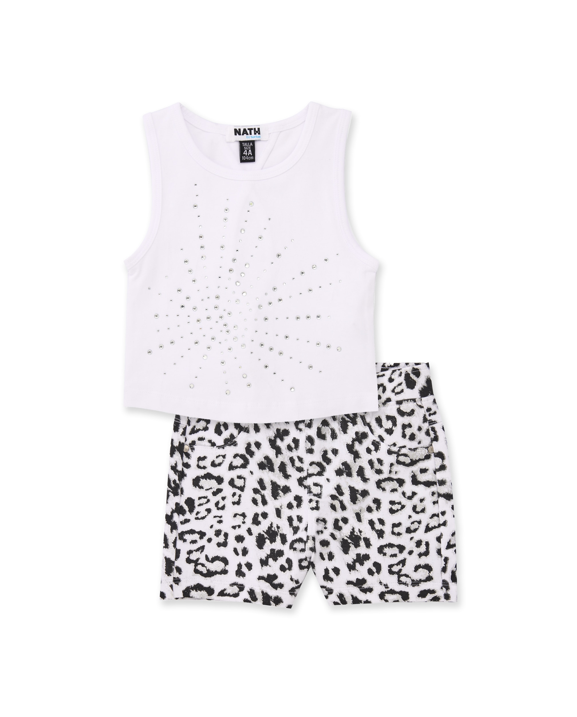 Conjunto Infantil de Malha e Apliques Brilhantes Tuc tuc Branco-1