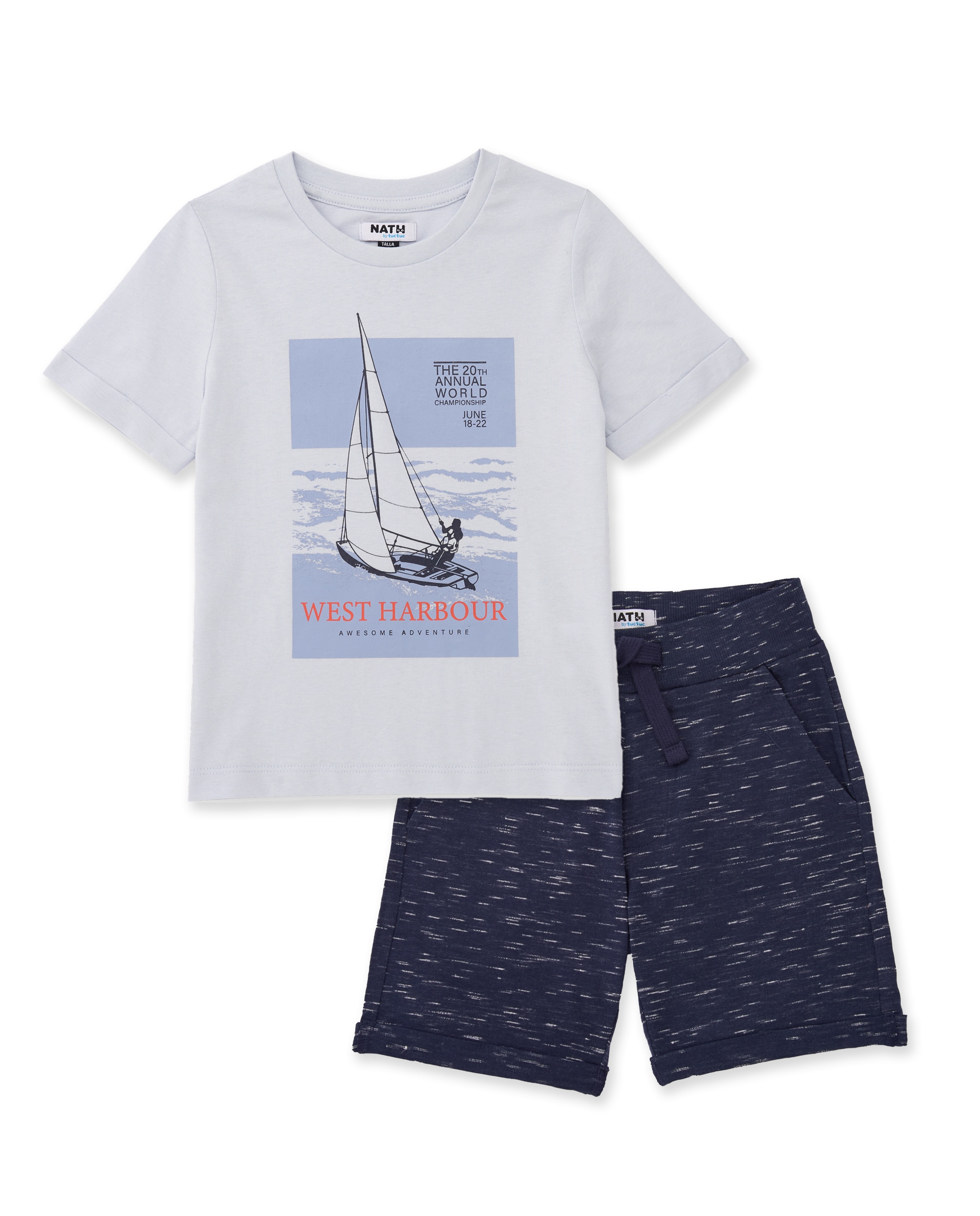 Conjunto Infantil de Malha com Inspiração Náutica Tuc tuc Azul-celeste-1