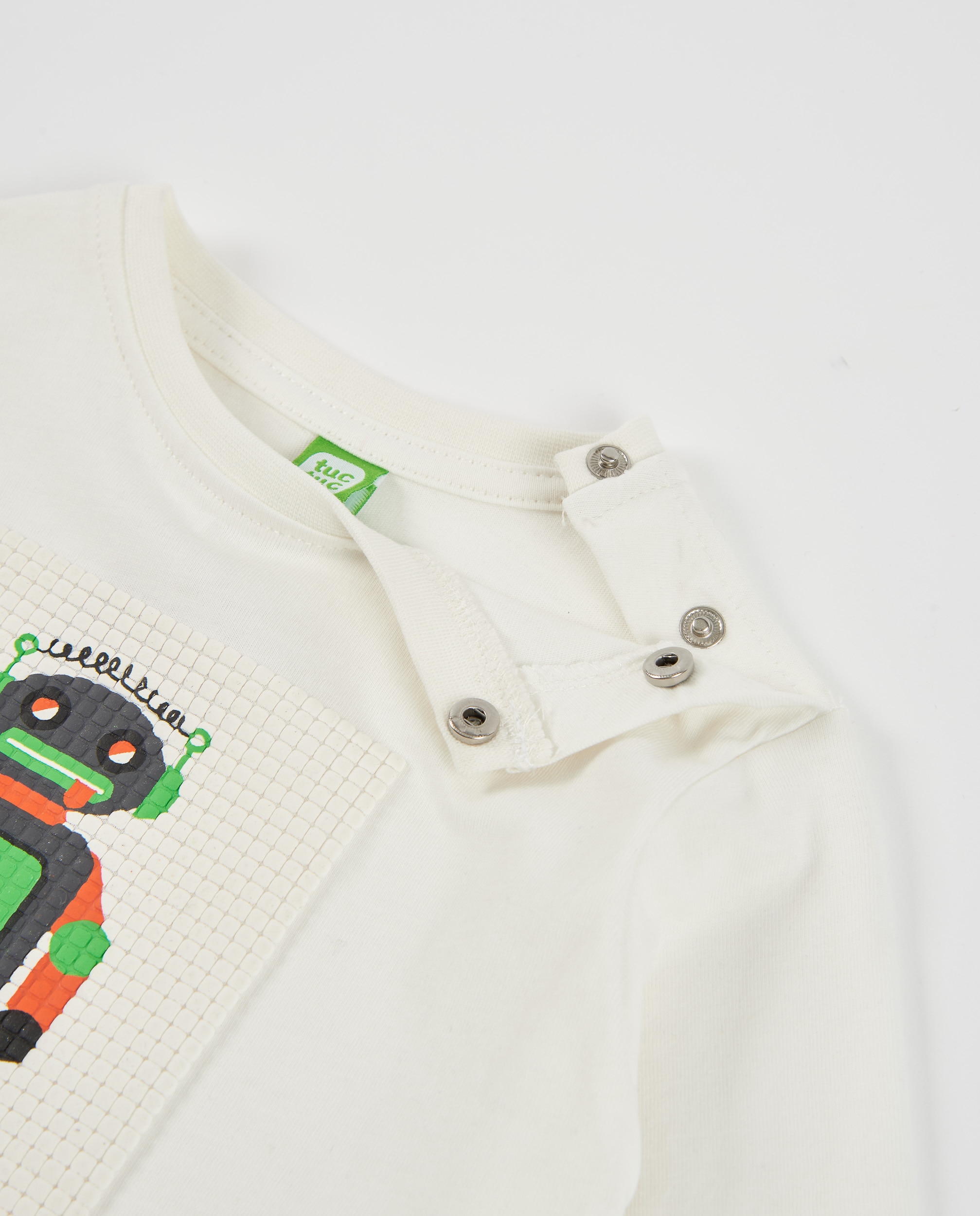 T-shirt Infantil de Malha com Estampado de Robot Branco-3