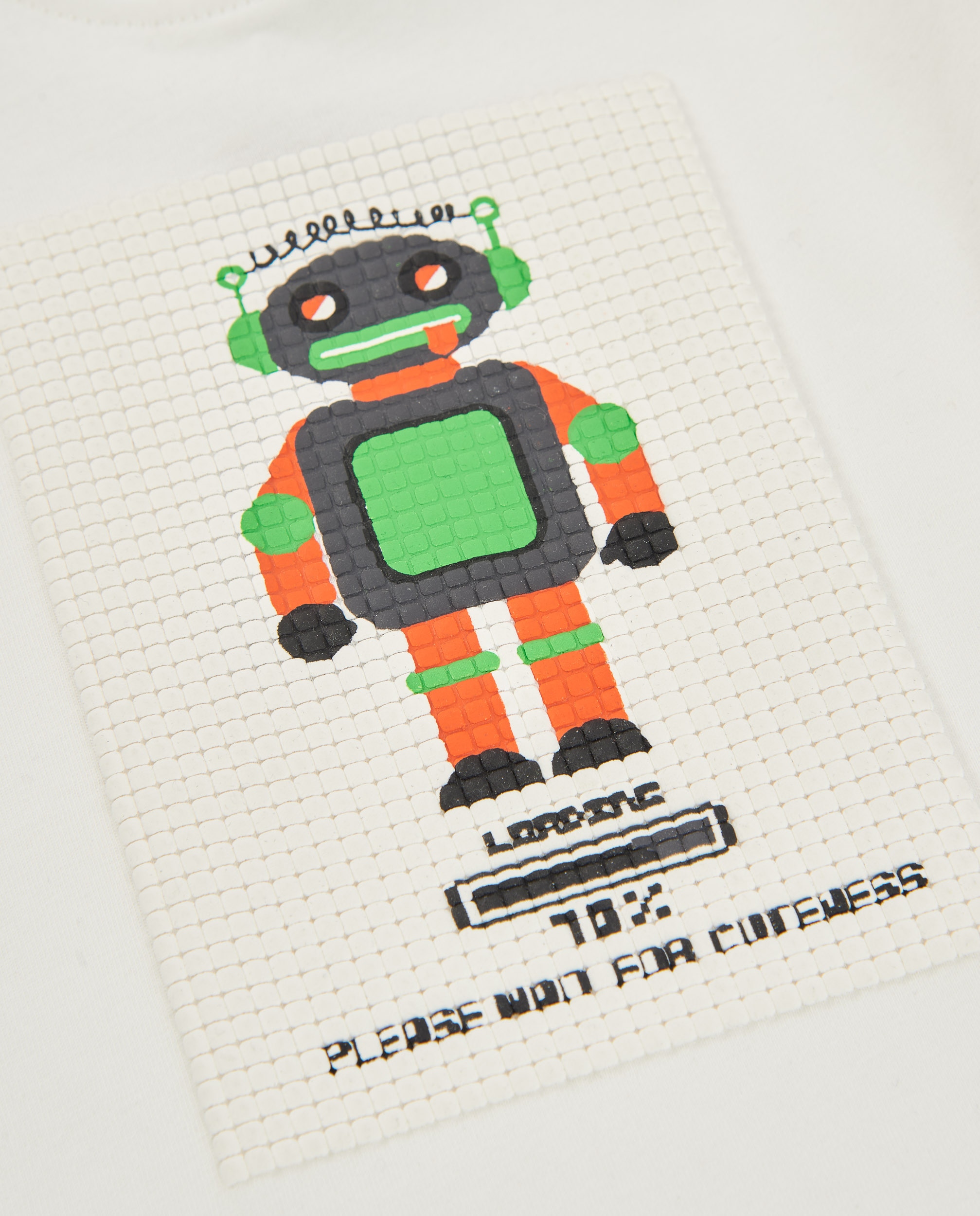 T-shirt Infantil de Malha com Estampado de Robot Branco-4