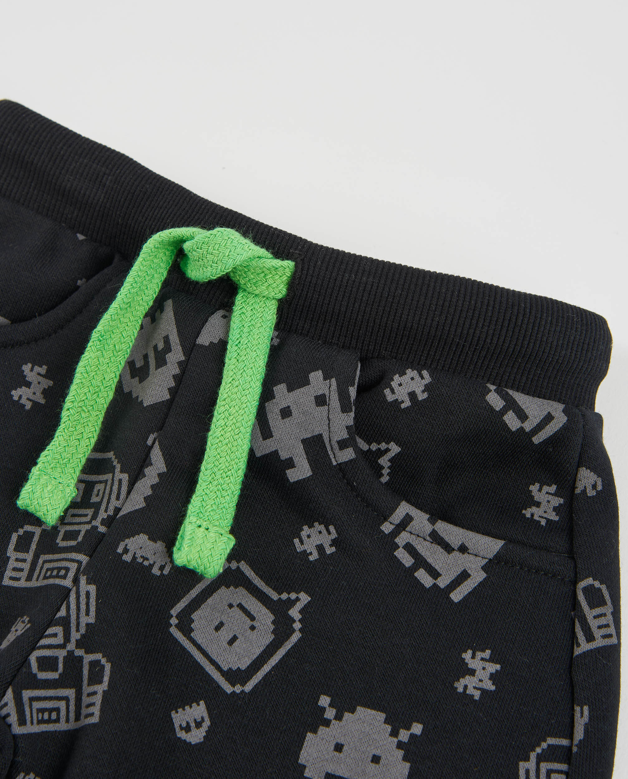 Calças Infantil de Felpa com Estampado Divertido Preto-3