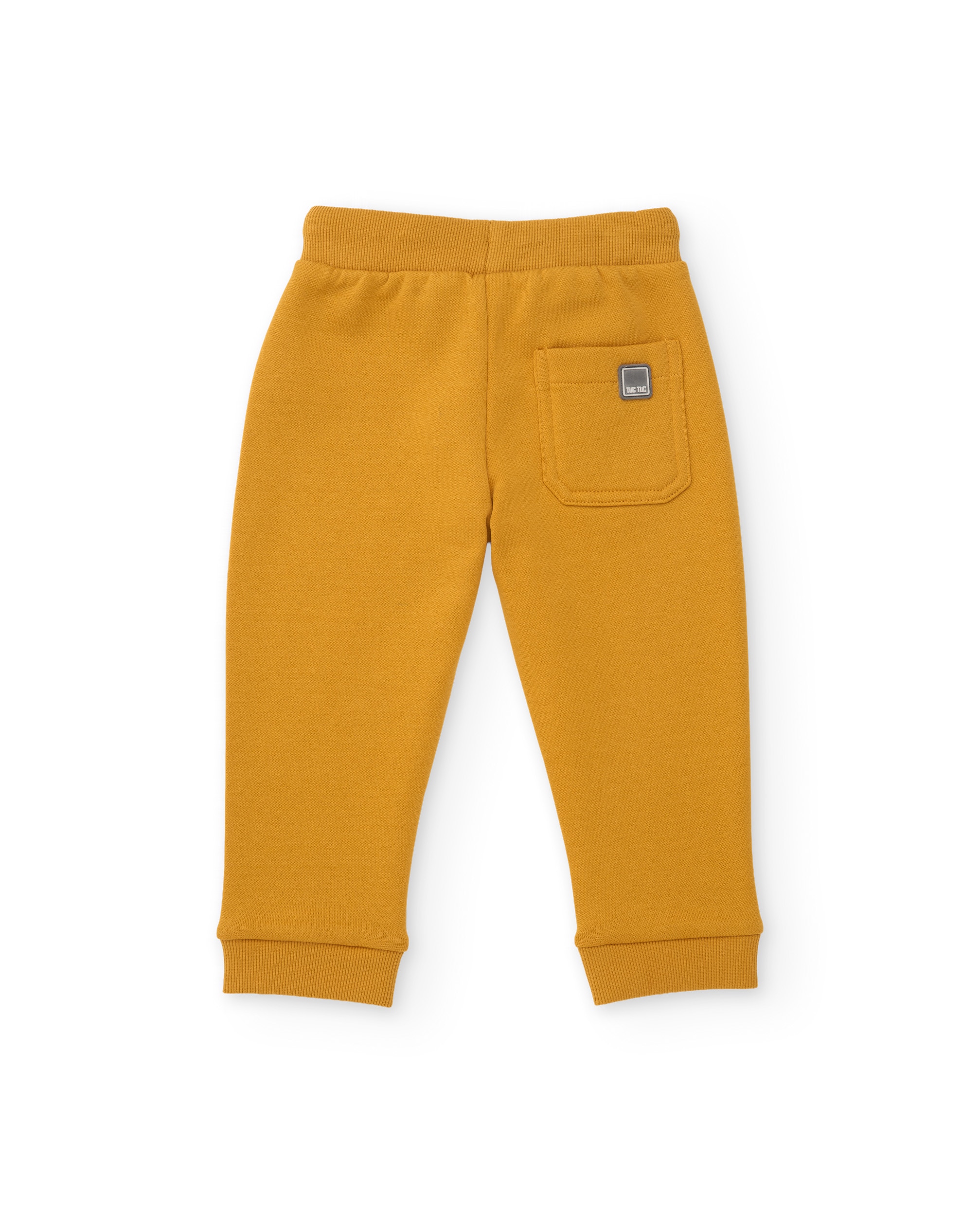 Calças Infantil de Felpa com Cintura Elástica Mostarda-2