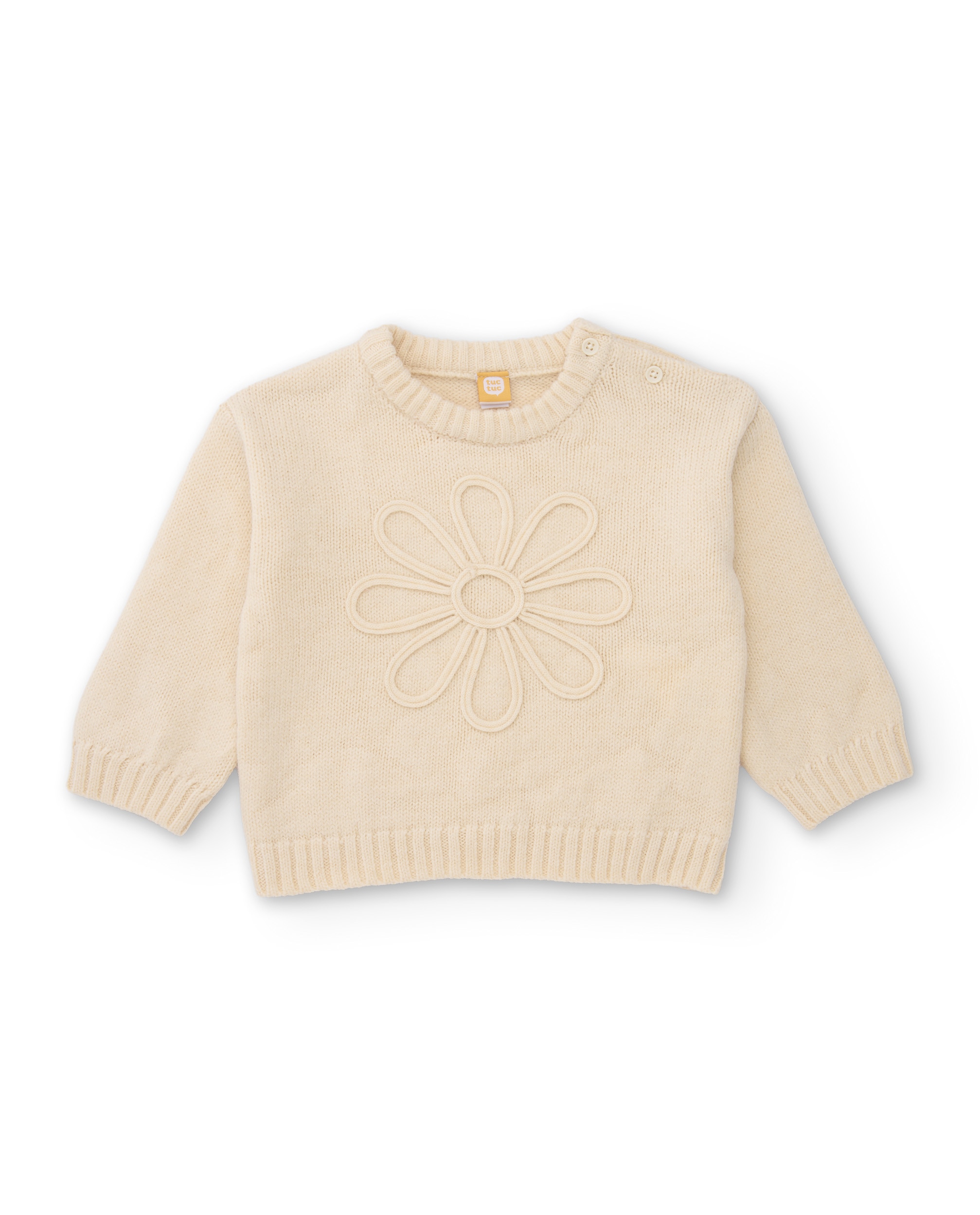 Imagem 0 de Sweatshirt Infantil de Tricô com Detalhe Floral e Tato Suave