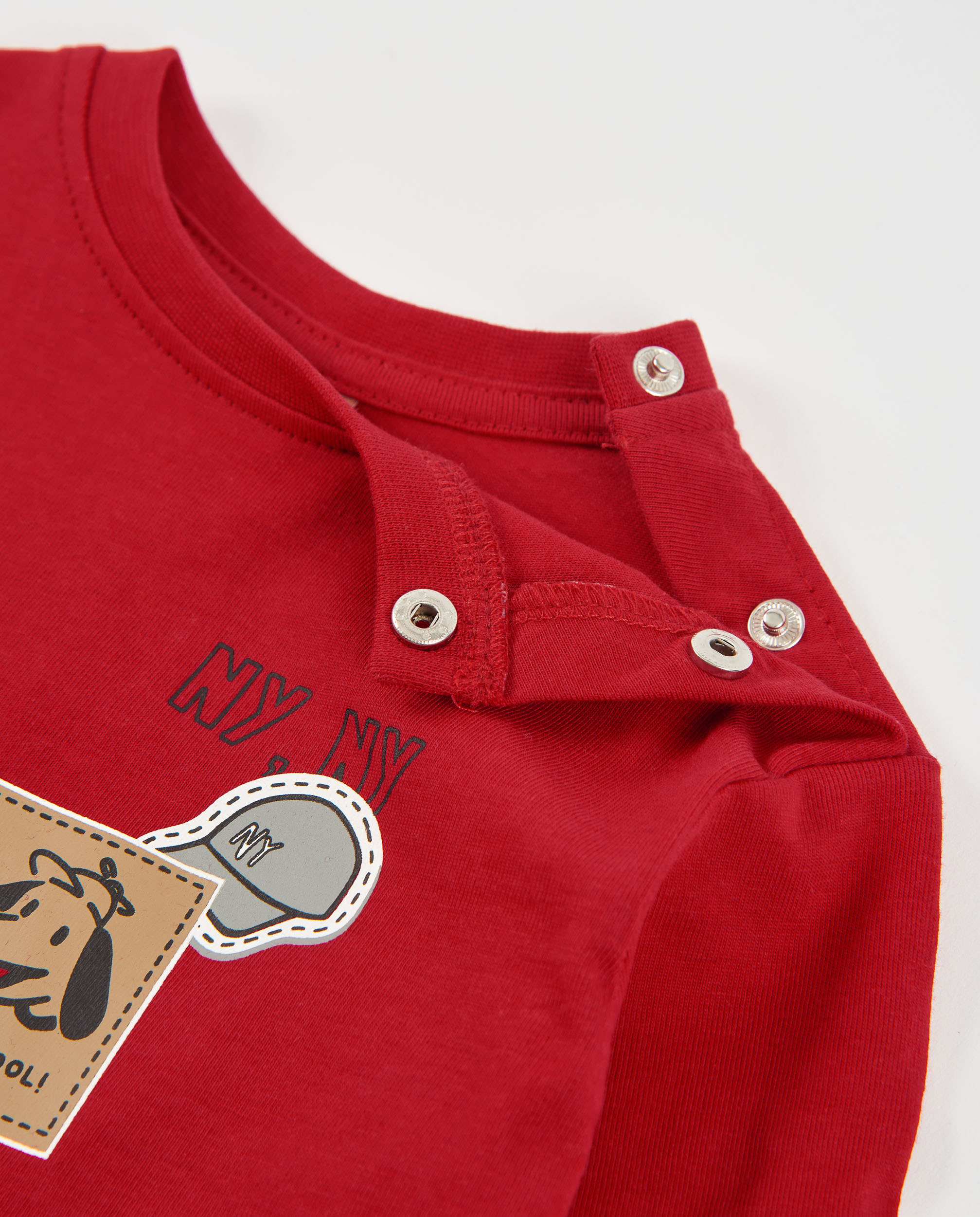 T-shirt Infantil de Malha Suave com Estampado Divertido Vermelho-3