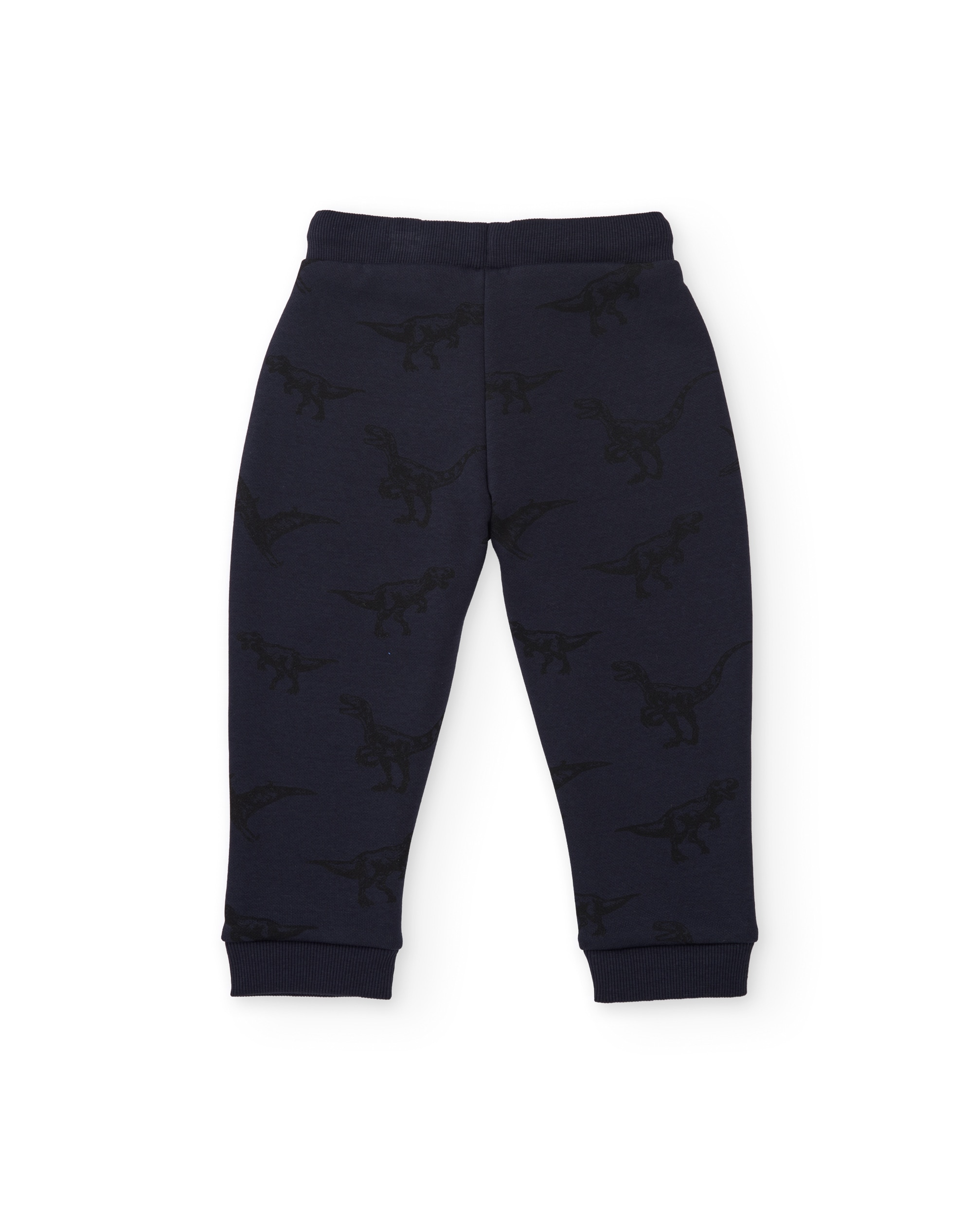Calças Infantil de Felpa com Design de Dinossauros Azul-marinho-2