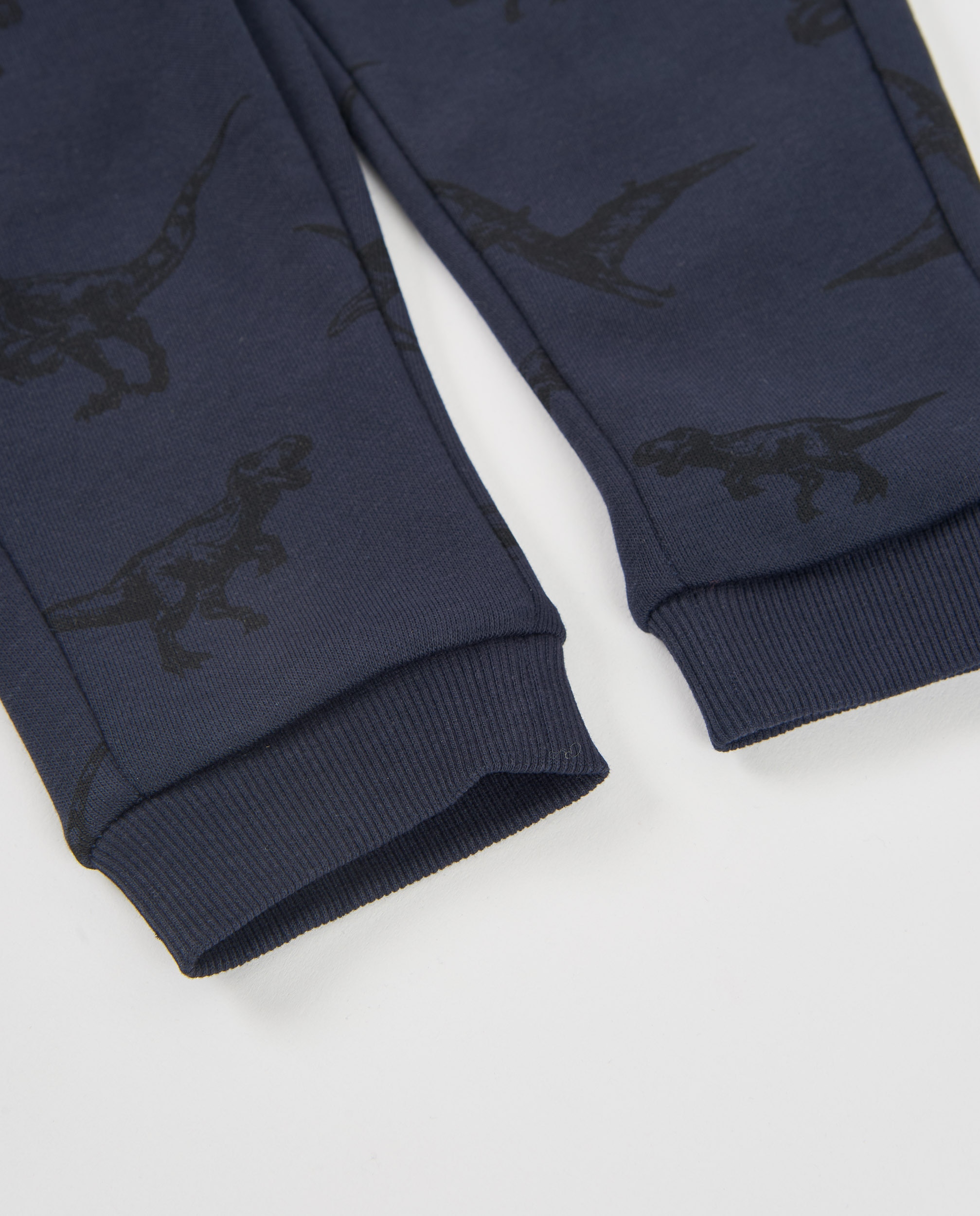 Calças Infantil de Felpa com Design de Dinossauros Azul-marinho-4