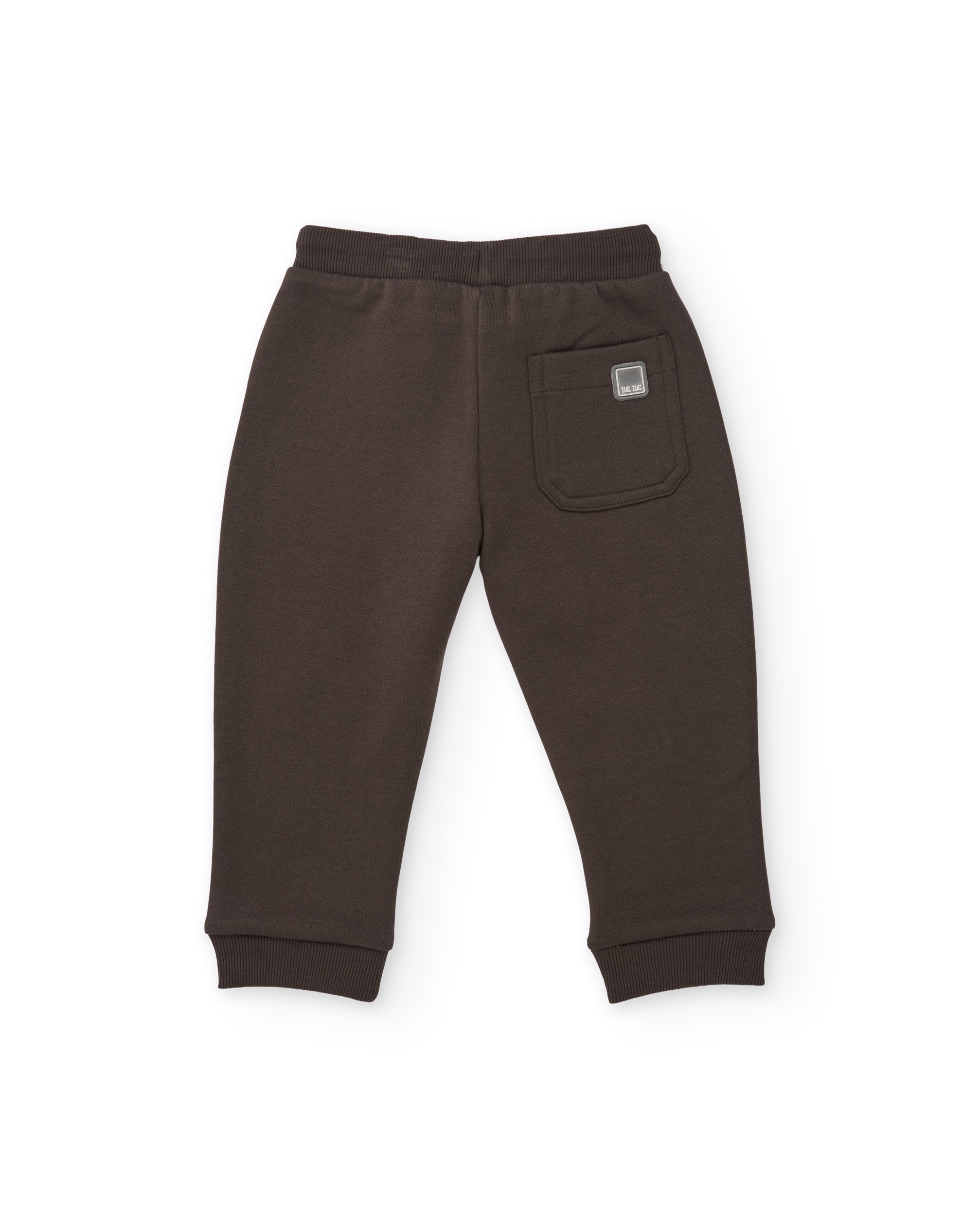 Calças Infantil de Felpa com Cintura Ajustável e Tacto Suave Castanho-escuro-2