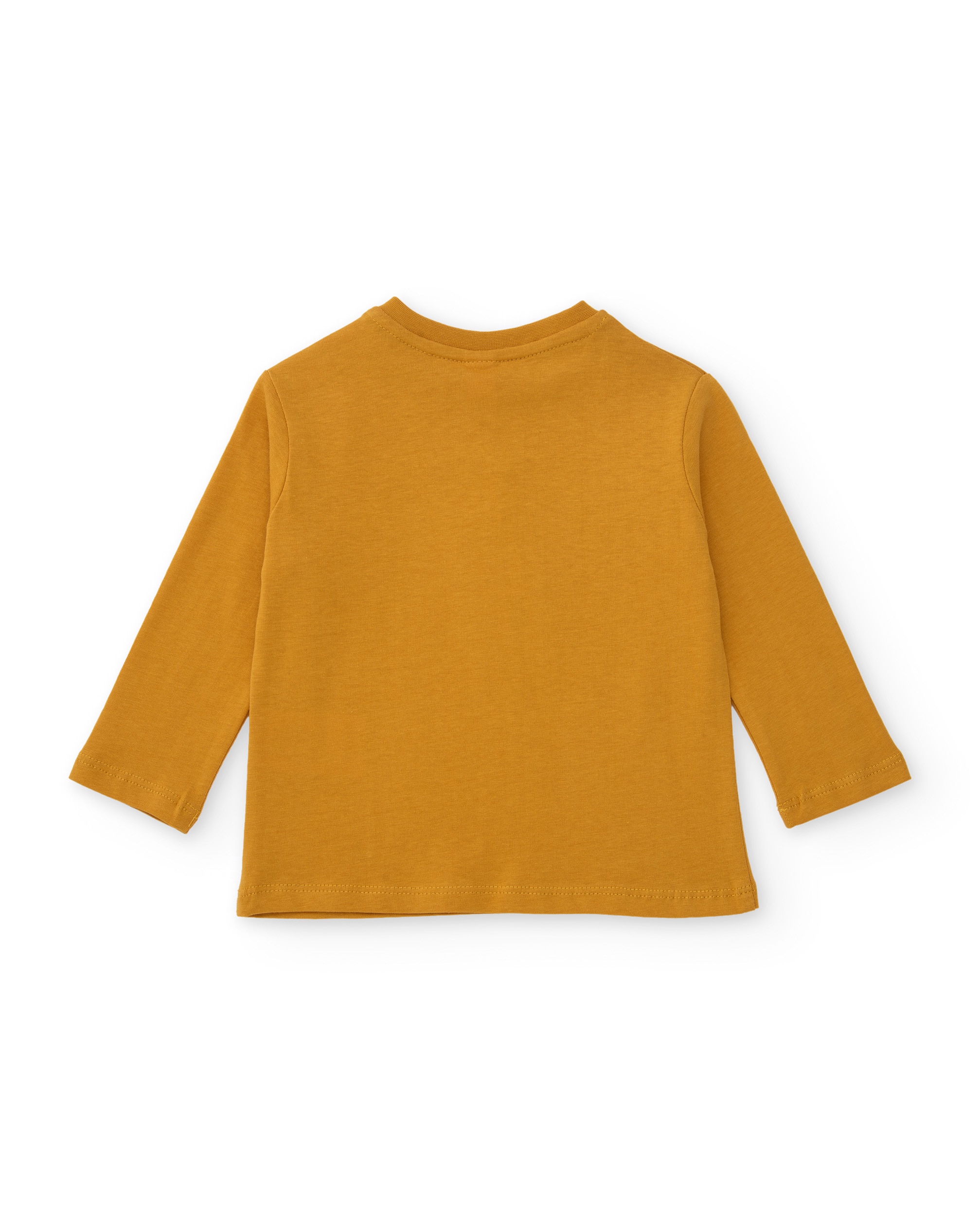 Conjunto Infantil com T-shirt Estampada de Malha e Calças de Felpa Mostarda-4