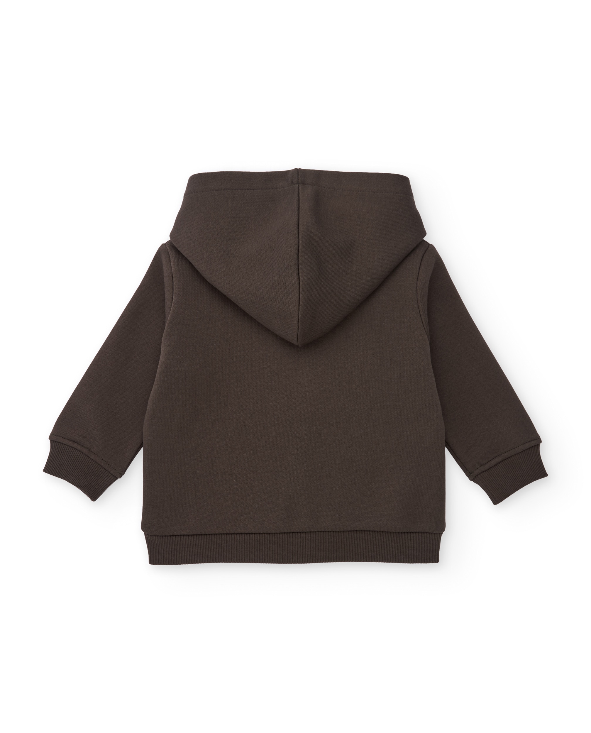 Sweatshirt Infantil de Felpa com Capuz Castanho-escuro-2