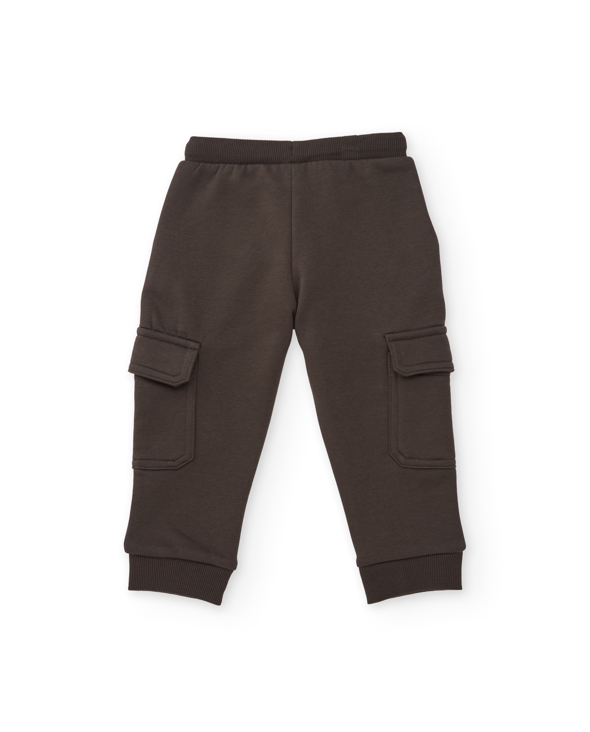 Calças Infantil de Felpa com Bolsos Cargo Castanho-escuro-2
