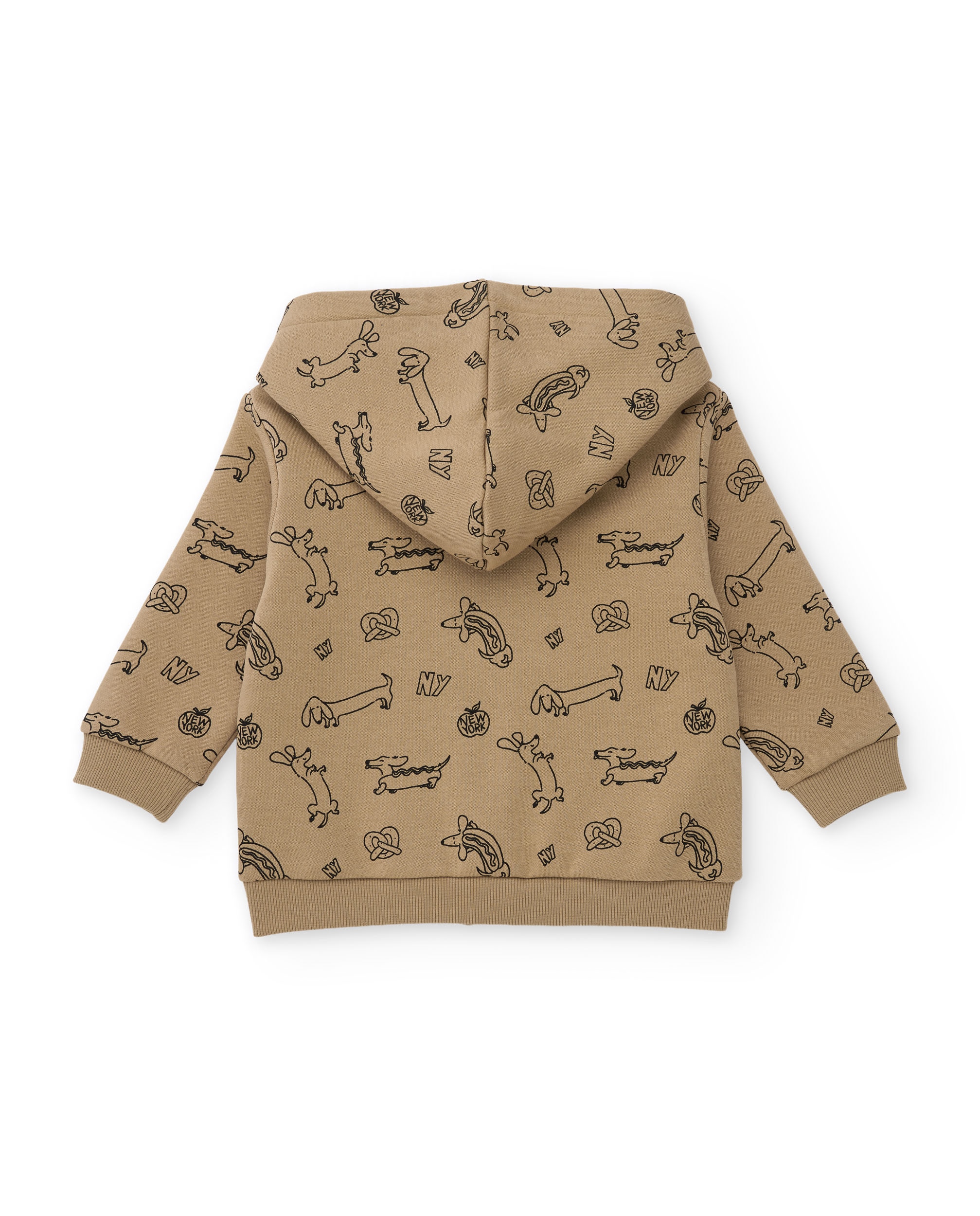 Sweatshirt Infantil de Felpa com Capuz e Estampado Frontal Areia-2