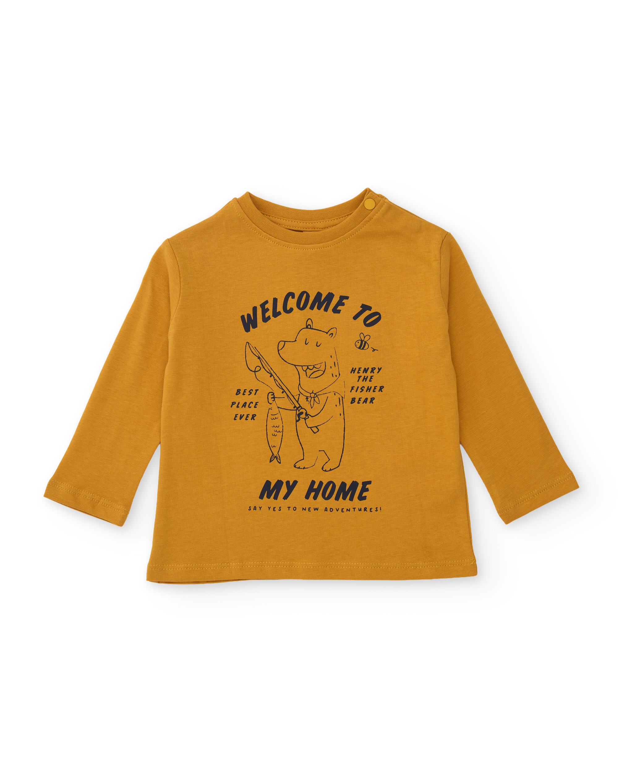 Imagem 0 de T-shirt Infantil de Malha com Estampado de Urso Pescador