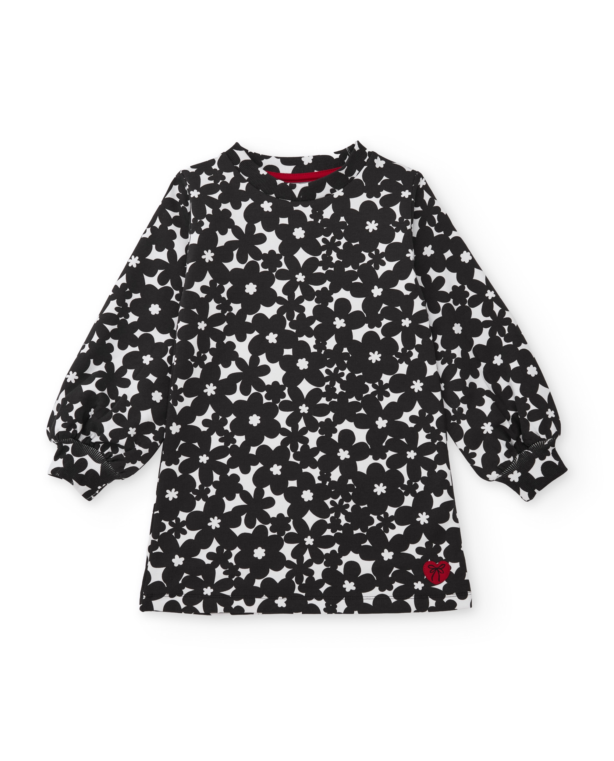 Imagem 0 de Vestido Infantil de Felpa com Estampado Floral e Mangas Abalonadas