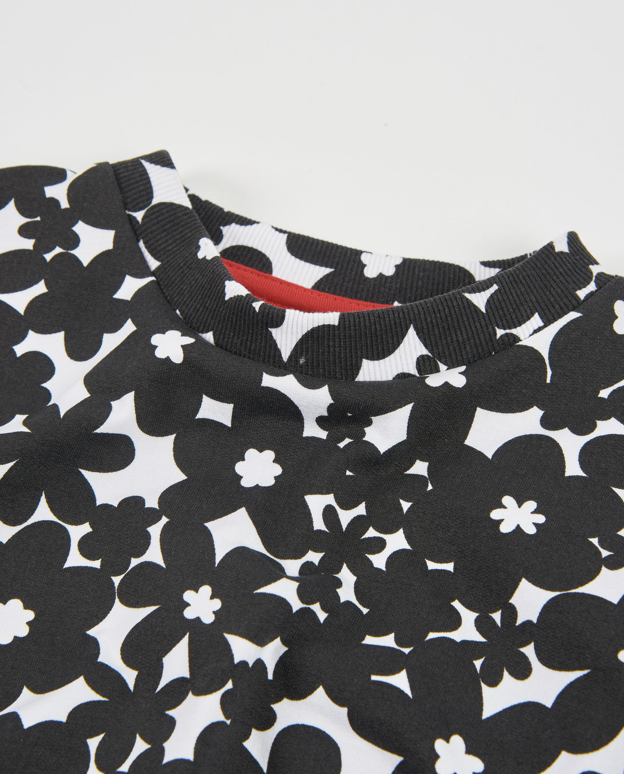 Vestido Infantil de Felpa com Estampado Floral e Mangas Abalonadas Preto-3