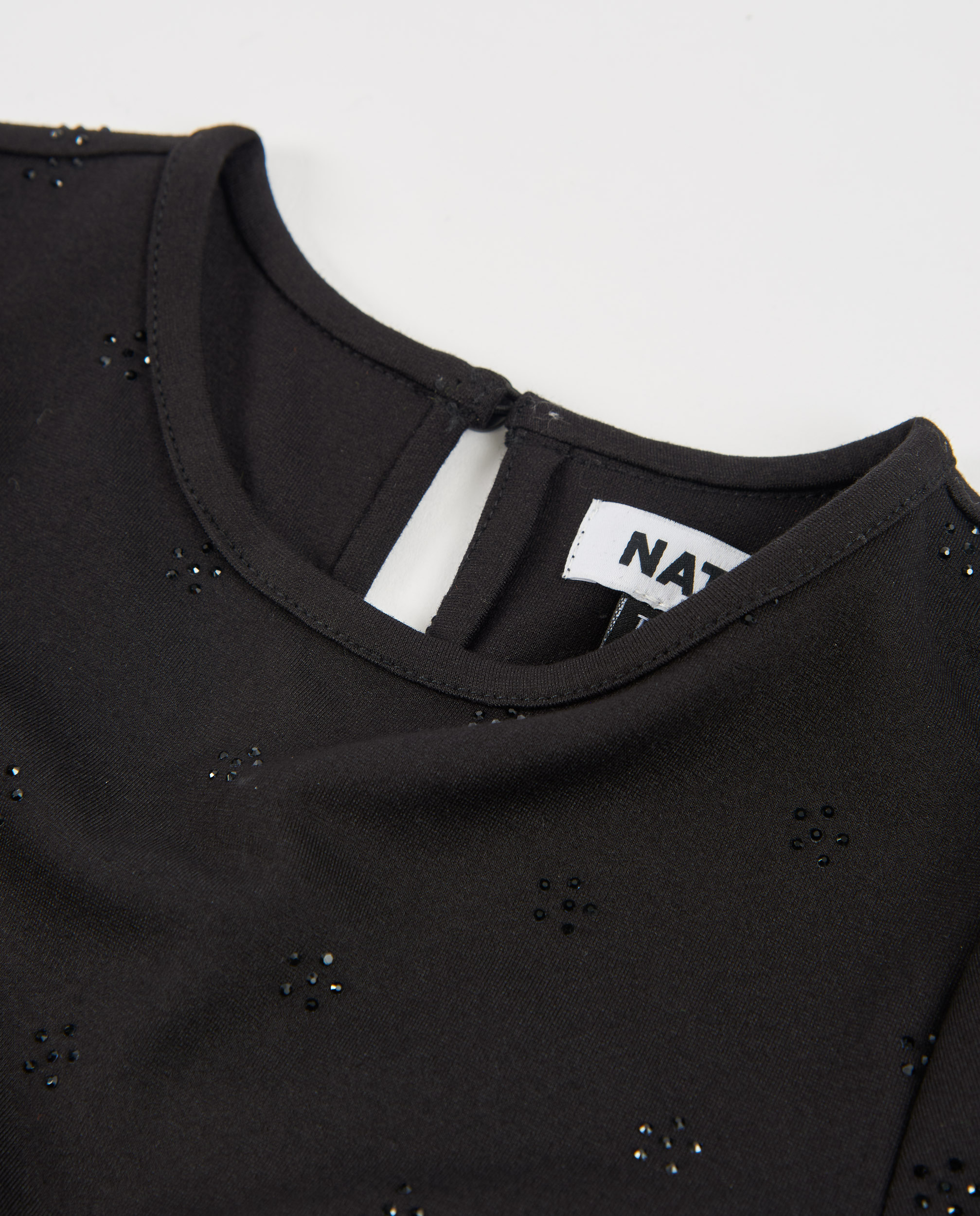 Vestido Infantil de Malha com Folhos na Bainha e Manga Comprida Preto-4