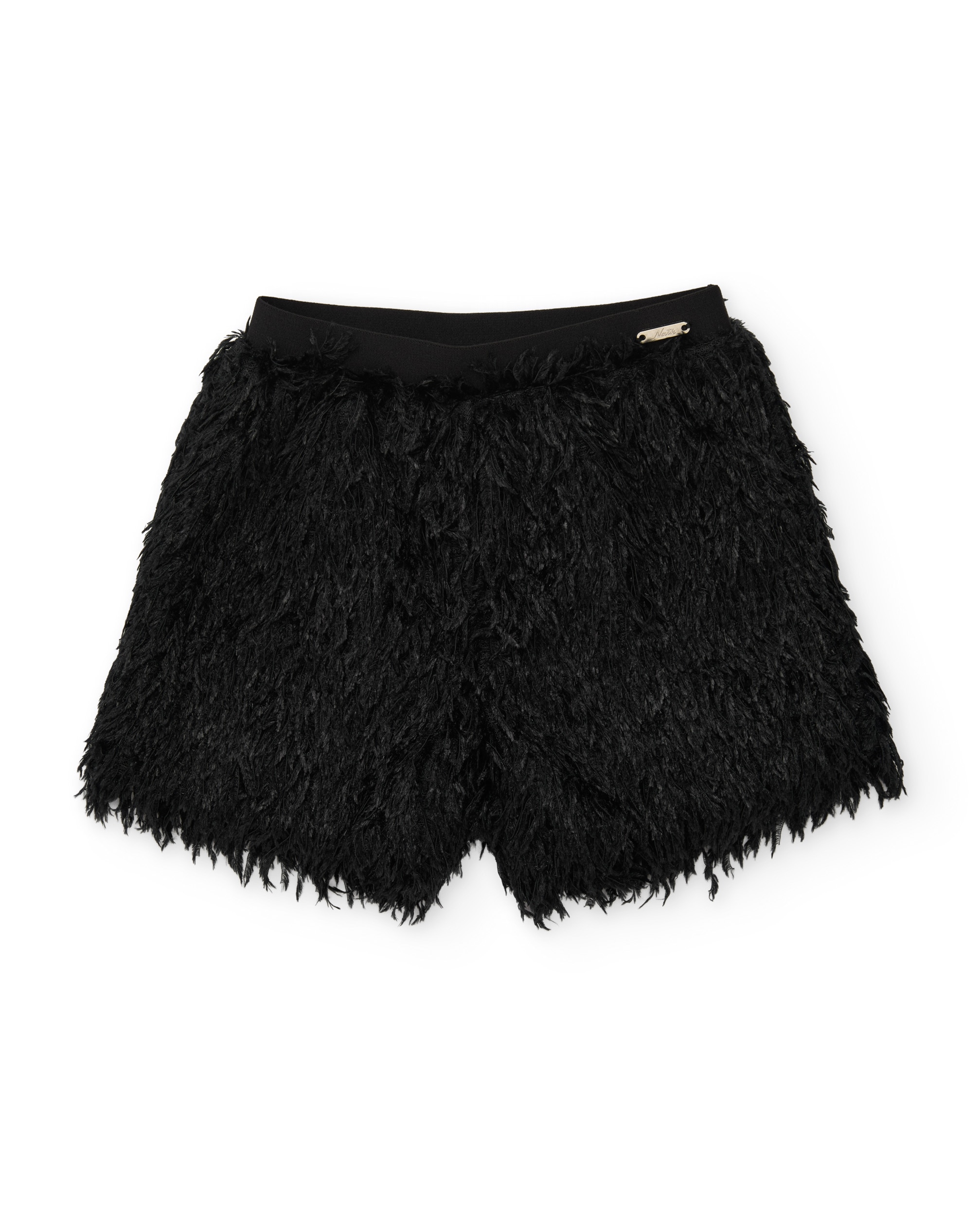 Calções com Efeito de Plumas e Tacto Agradável Preto-2